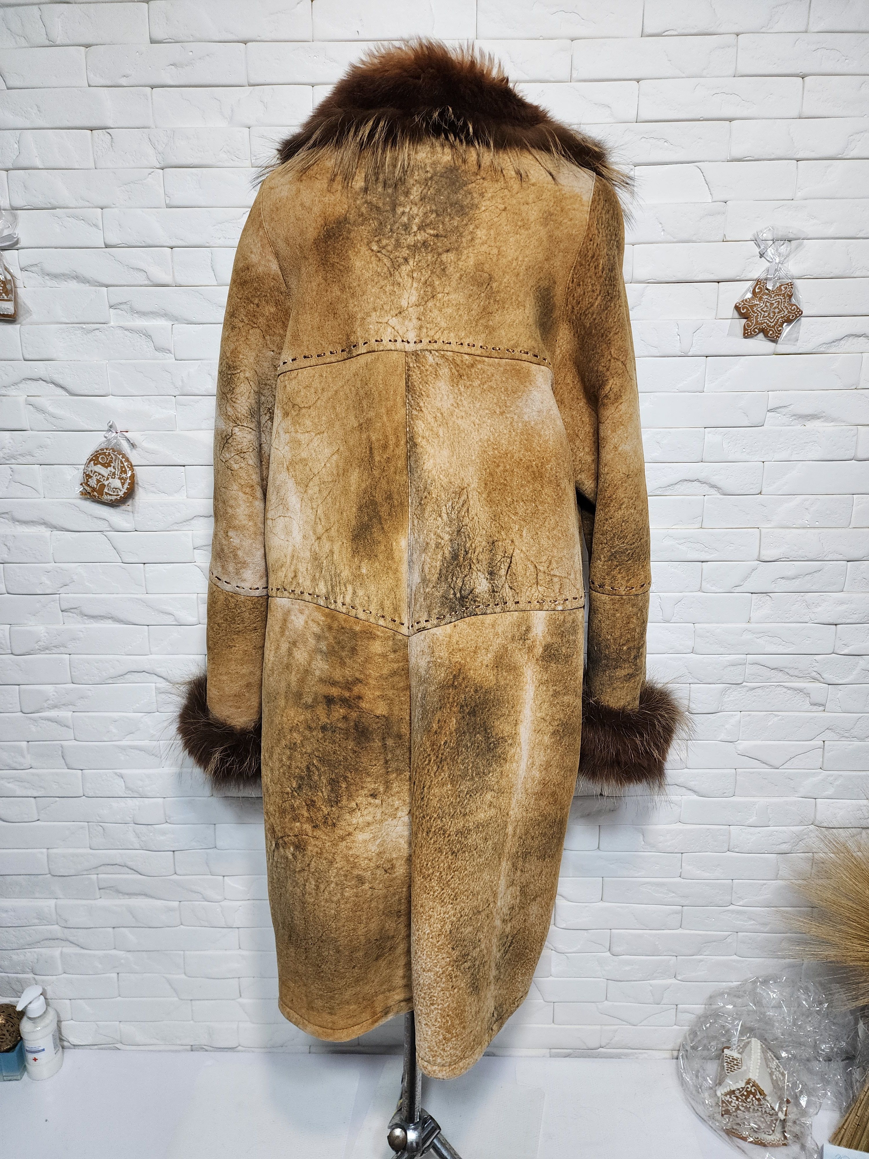 Furla Brown Sheepskin Coat: Women's Genuine Fur Winter Coat Size XXL / US 16-18 / IT 52-54 - 4 Thumbnail