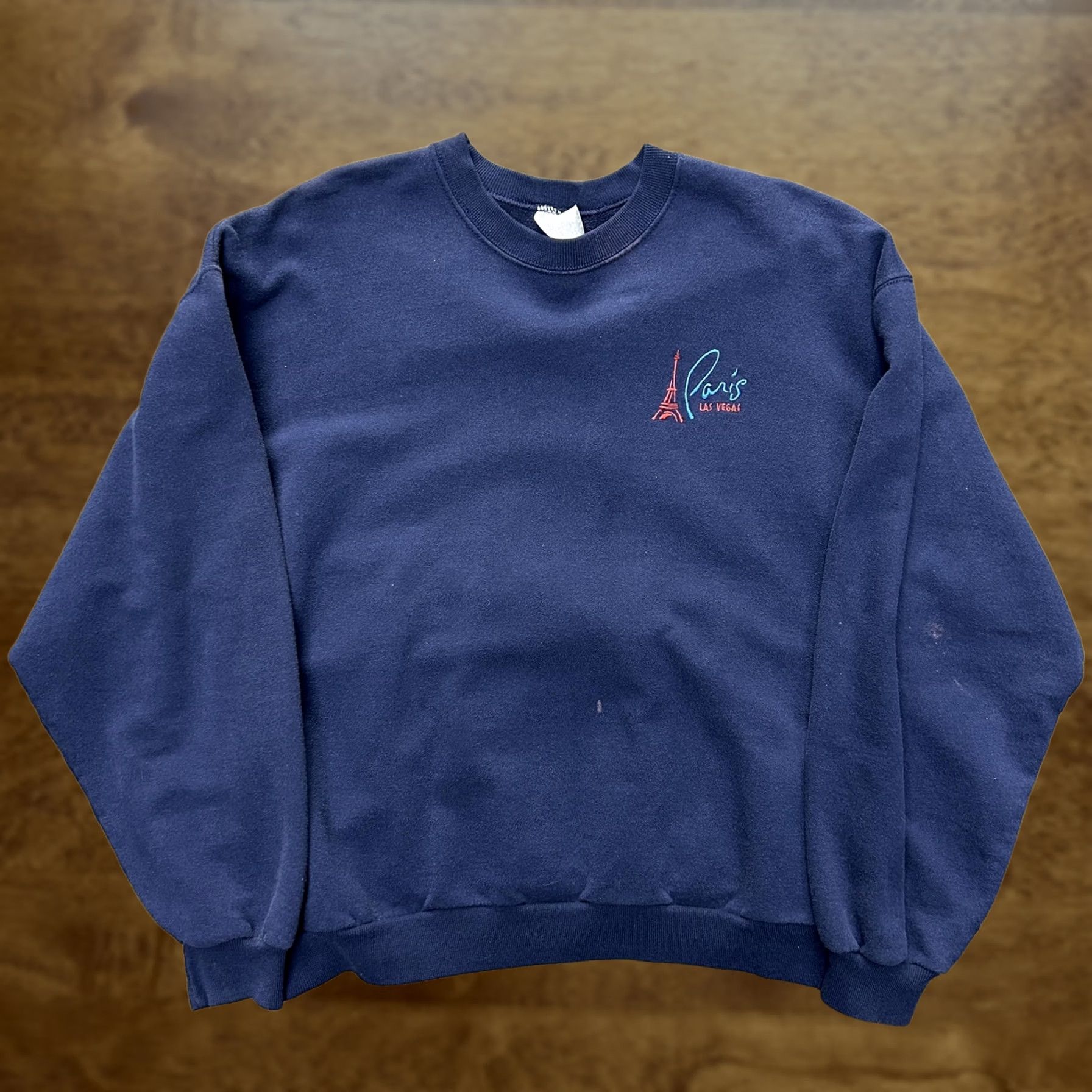 Jerzees VINTAGE Paris Las Vegas Embroidered Crewneck Sweatshirt L Blue Mens Pullover Size US L / EU 52-54 / 3 - 1 Thumbnail