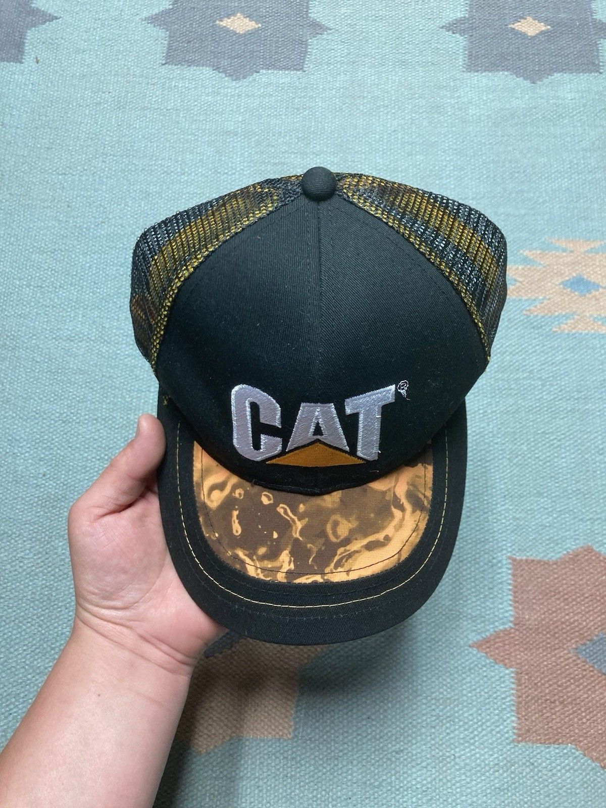 Caterpillar × Vintage Strapback hat cat caterpillar construction tractor camo Size ONE SIZE - 3 Thumbnail