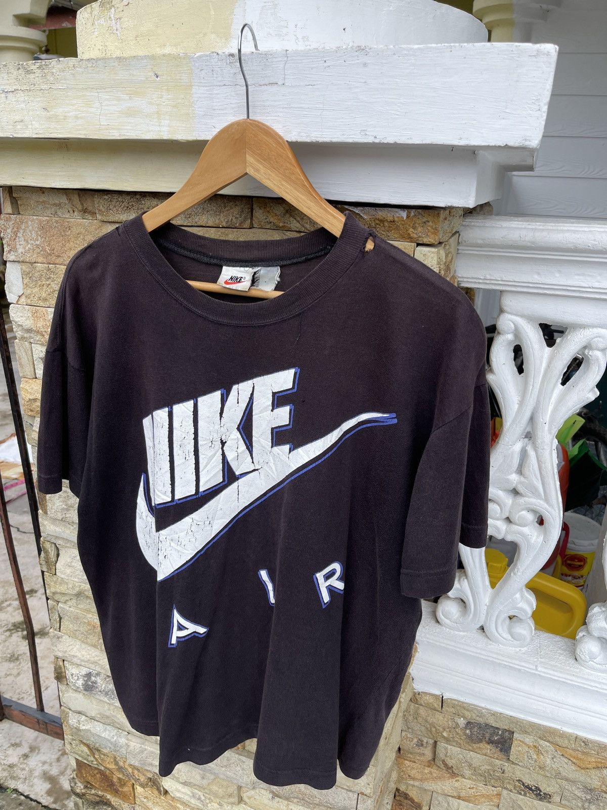 Vintage Last Drop🔥Rare🔥Vtg 90s Faded NIKE AIR Big Logo Swoosh Tee Size US L / EU 52-54 / 3 - 3 Thumbnail