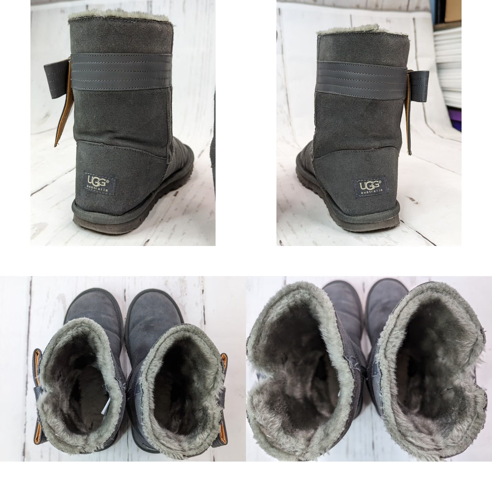 Ugg UGG Suede Boots Womens 9 Gray Bow Shearling Lined Winter Warm Short Platform 1 in Casual Boots Womens 9 Gray Bow Shearling Lined Winter Classic Size 30" / US 8 / IT 44 - 8 Thumbnail