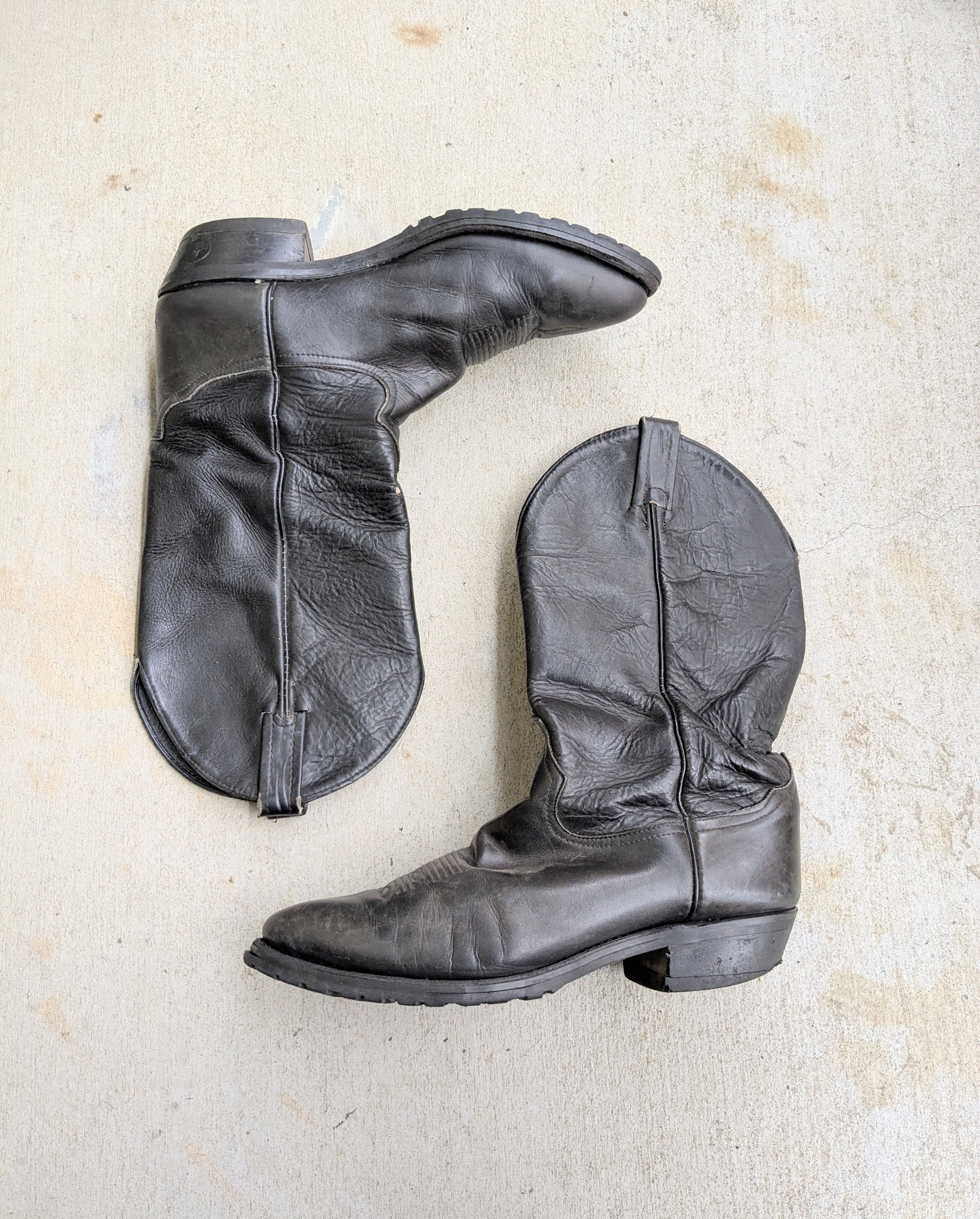 Tony Lama Cowboy Boots Black Leather 10.5 D Western Botas