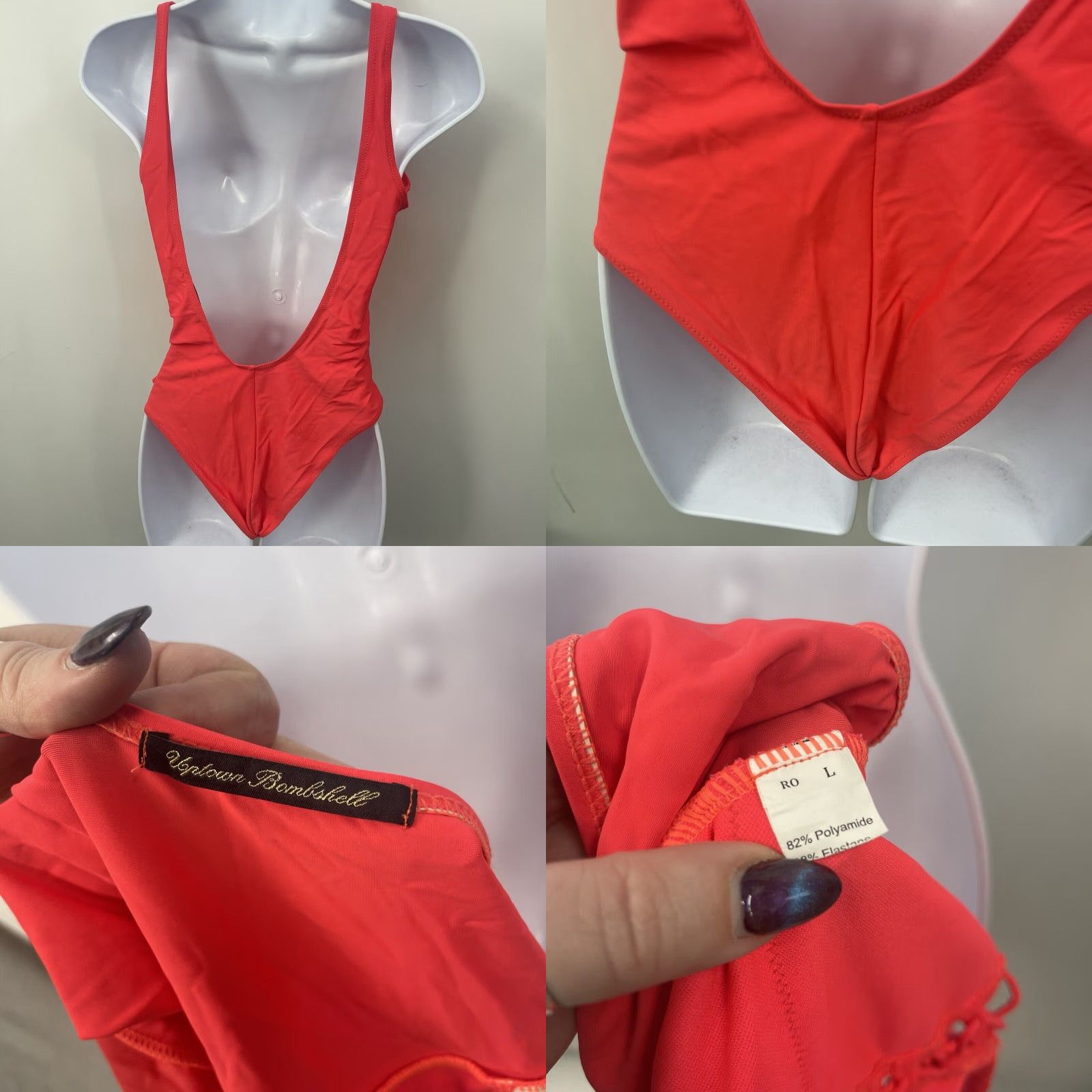 Vintage Uptown Bombshell One Piece Swim Suit Womens L Red Corset Lace Up Pinup Retro Beach Size L / US 10 / IT 46 - 8 Thumbnail