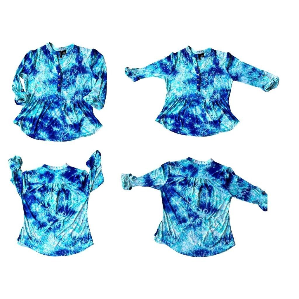 Other New Directions Tunic Top Petite Medium Blue Tie Dye Roll Size M / US 6-8 / IT 42-44 - 6 Thumbnail
