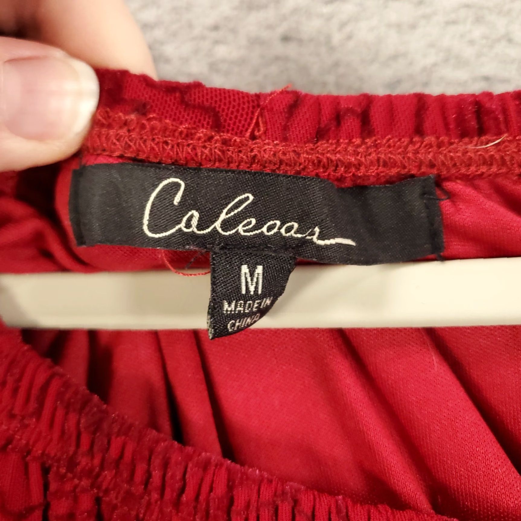 Vintage Calessa Blouse Women's M Red Floral Bell Sleeve Velvet Top Size M / US 6-8 / IT 42-44 - 5 Thumbnail