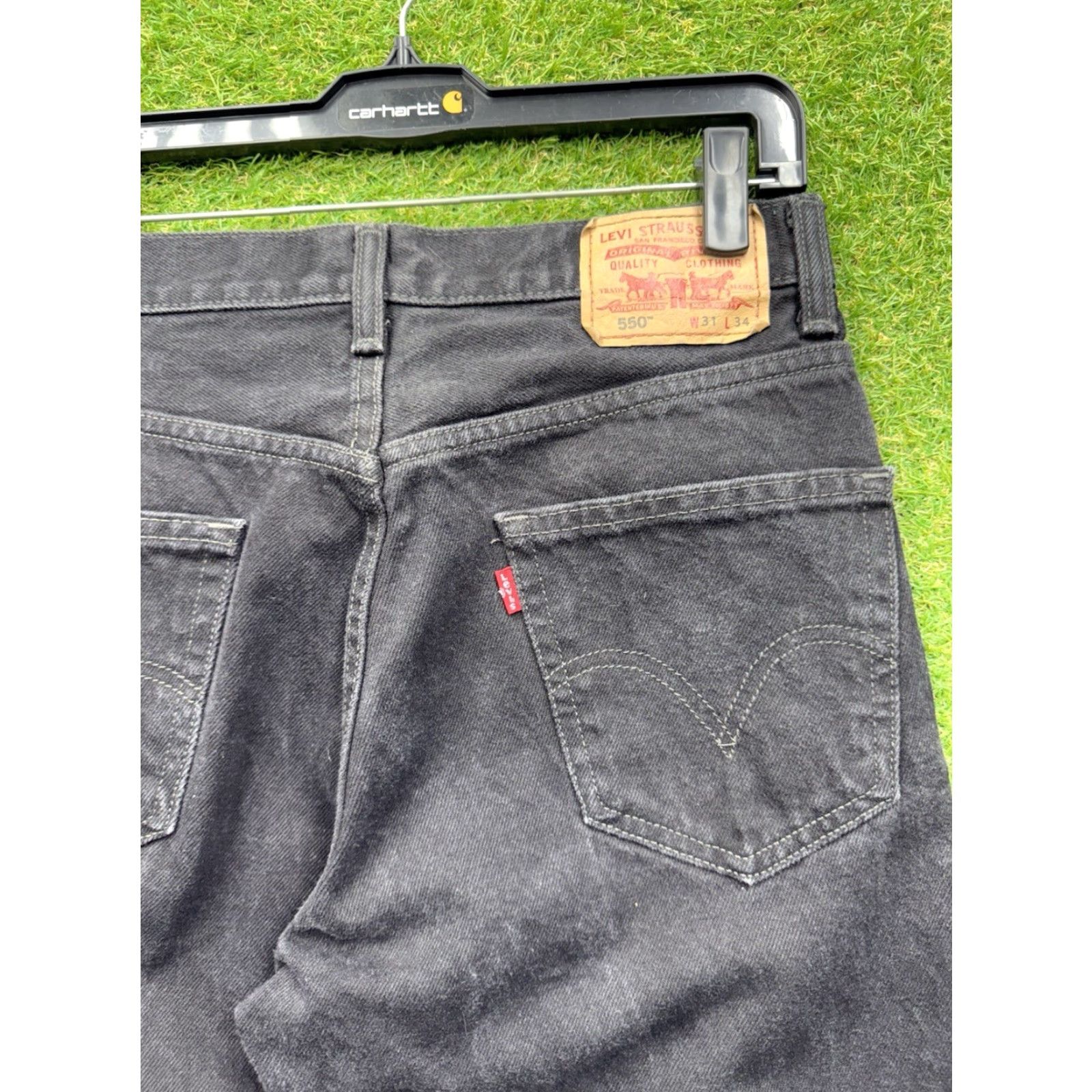 Levi's VINTAGE Levi's Levi's 550 Jeans Men 31x34 Black Denim Workwear 90s 80s 90s Tapered Relaxed Regular Fit Mens Jeans Size US 31 - 3 Thumbnail