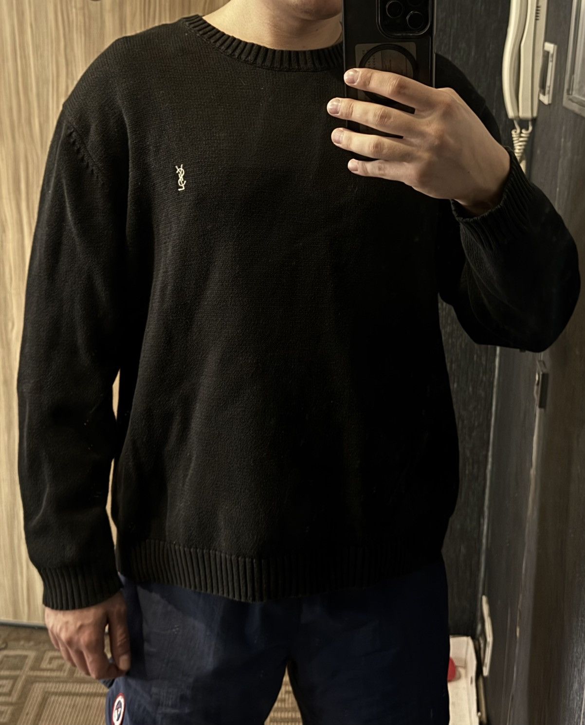 Yves Saint Laurent Black YSL Sweater Knit Vintage Yves Saint Laurent Sweatshirt Size US L / EU 52-54 / 3 - 13 Thumbnail