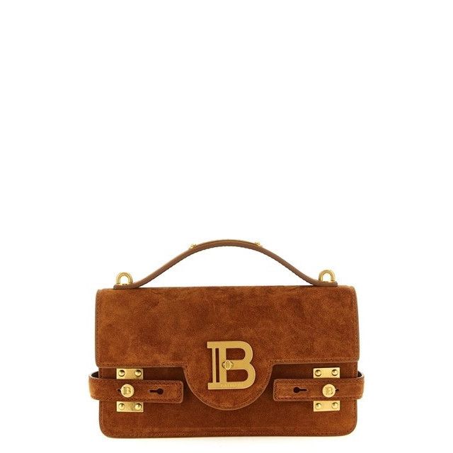 Balmain BALMAIN B-Buzz 24 Brown Suede Shoulder Bag New Size ONE SIZE - 1 Thumbnail