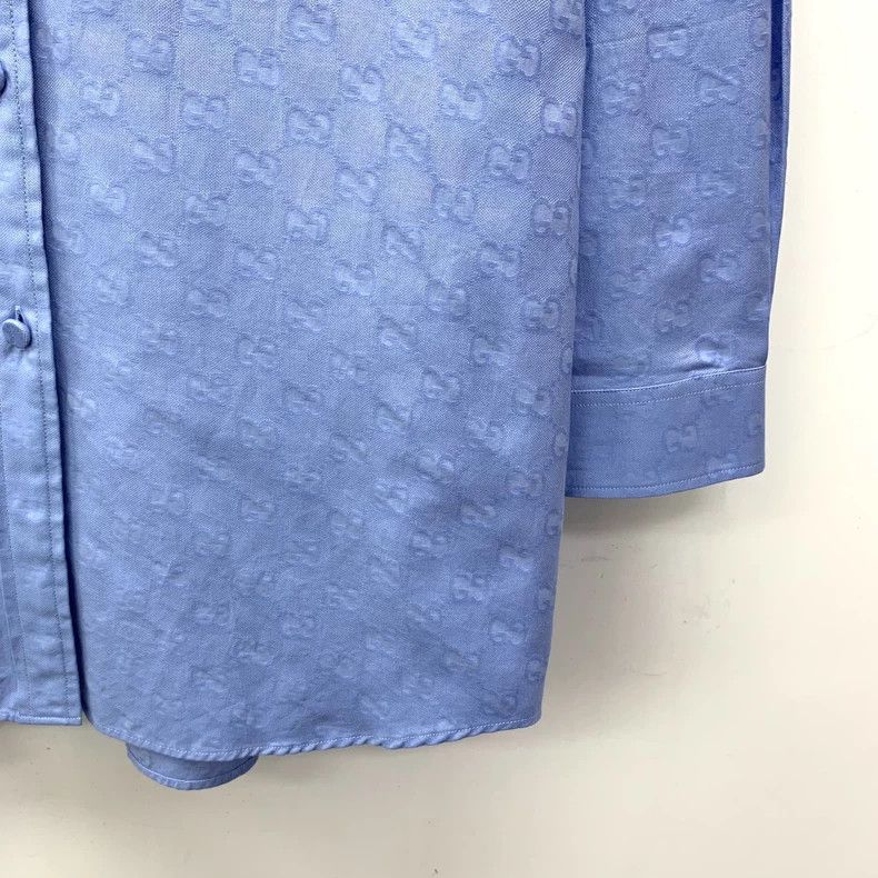 Gucci Gucci Size36 Blue logo jacquart full printed cotton lapel s Size US XXS / EU 40 - 4 Thumbnail