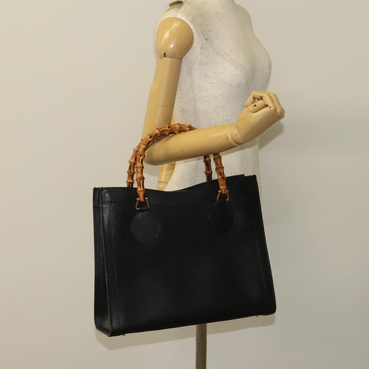 Gucci GUCCI Bamboo Hand Bag Leather Black Gold 002 1095 002 1095 Size ONE SIZE - 20 Thumbnail