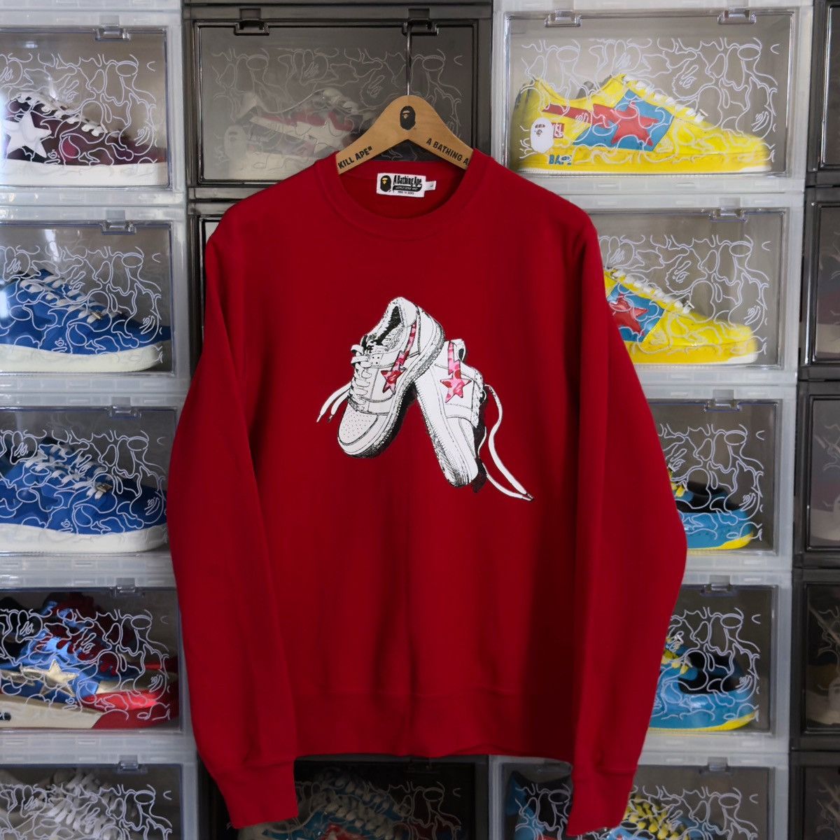 Bape Bape ABC Camo Bapesta Crewneck Red 2020 Size US L / EU 52-54 / 3 - 2 Thumbnail
