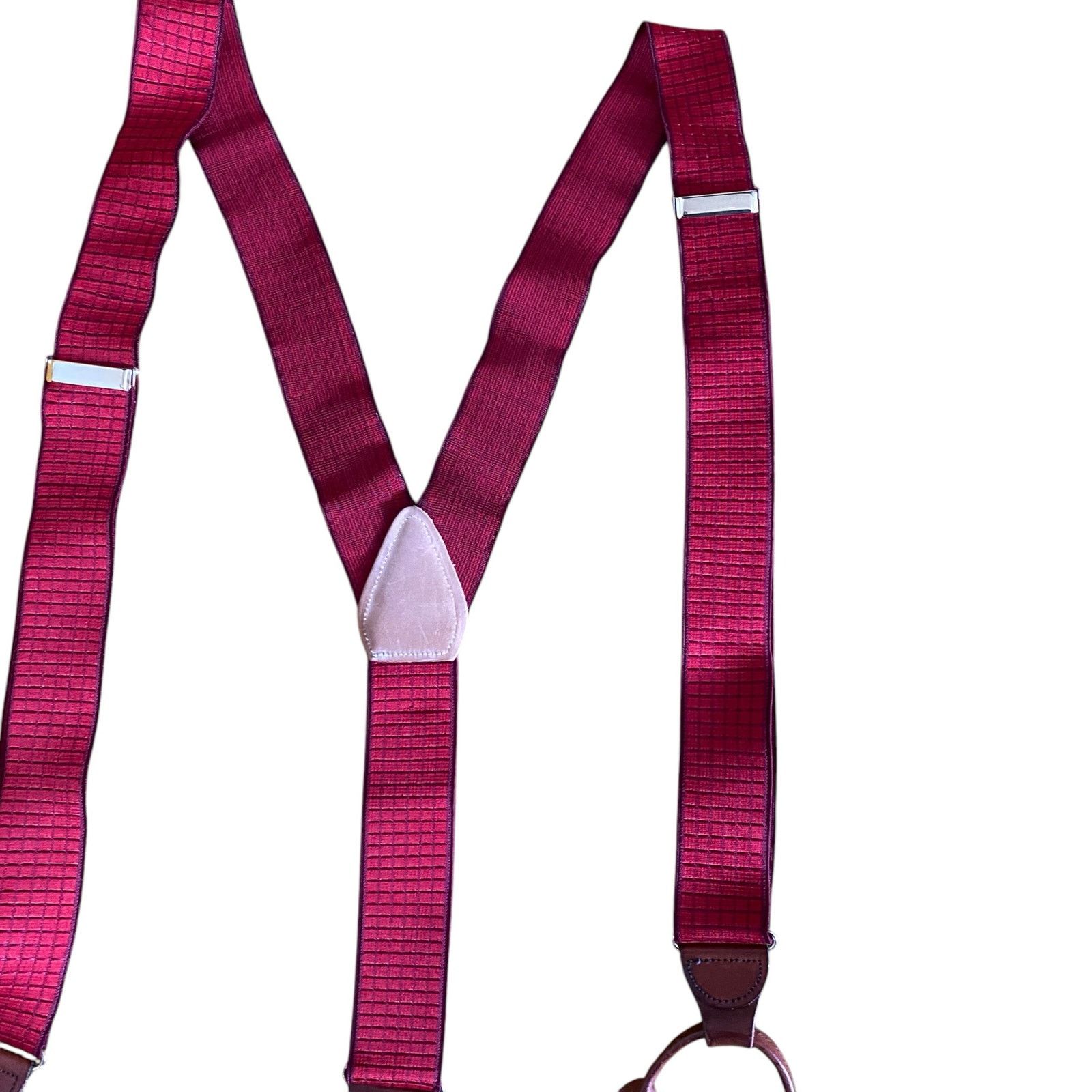 Vintage Vintage Suspenders Elastic Fabric Red Purple Patter Trim Size ONE SIZE - 3 Thumbnail