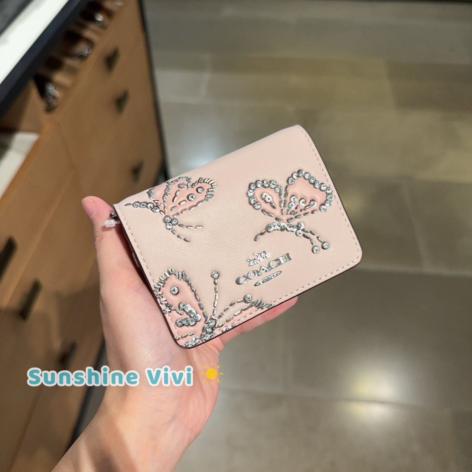 NWT Coach Mini Wallet On A Chain Butterfly CCI81 SEASHELL