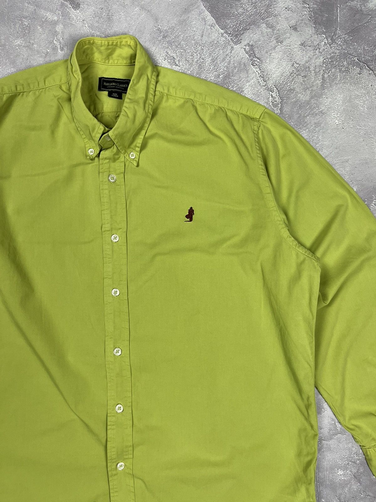 Marlboro Classics Marlboro Classics Y2K Logo Longsleeve Shirt Solid Green Size US L / EU 52-54 / 3 - 2 Thumbnail
