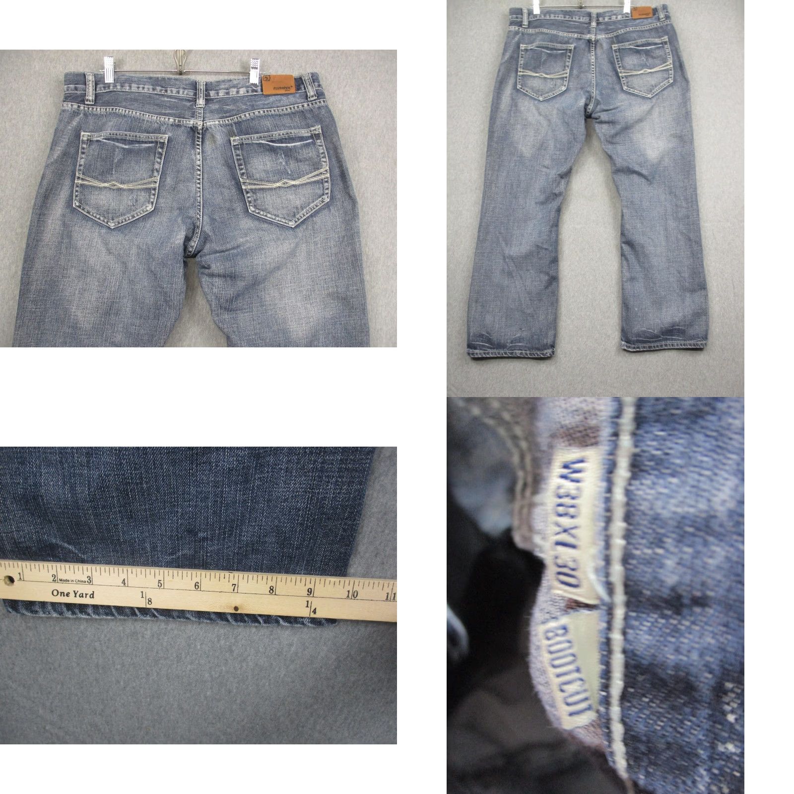 Denime Flypaper Jeans Mens 38x30 Blue Bootcut Denim Distressed Faded Wash Casual Pants Mens Size US 38 / EU 54 - 8 Thumbnail