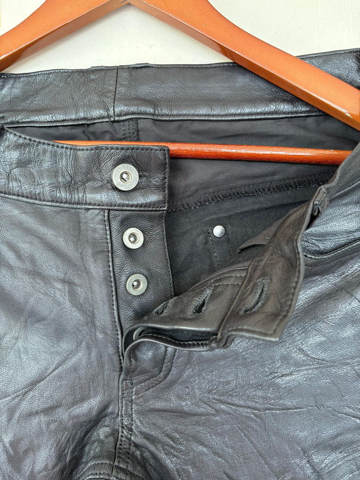 5351 POUR LES HOMMES × Genuine Leather Vtg 5351 Pour Les Homme Hybric Leather Pant Black Fashion Size US 31 - 10 Thumbnail