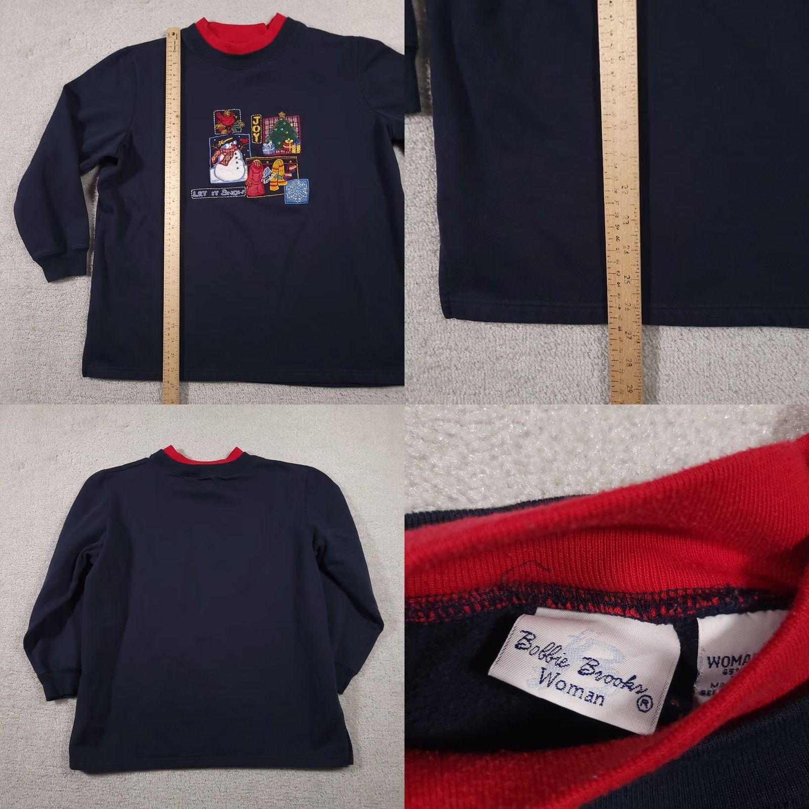Vintage VINTAGE Bobbie Brooks Sweatshirt Women 14W 16W Embroidered Granny Let It Snow Winter Crew Neck Pullover Knit Long Sleeve Blue 90s Womens Size XL / US 12-14 / IT 48-50 - 8 Thumbnail