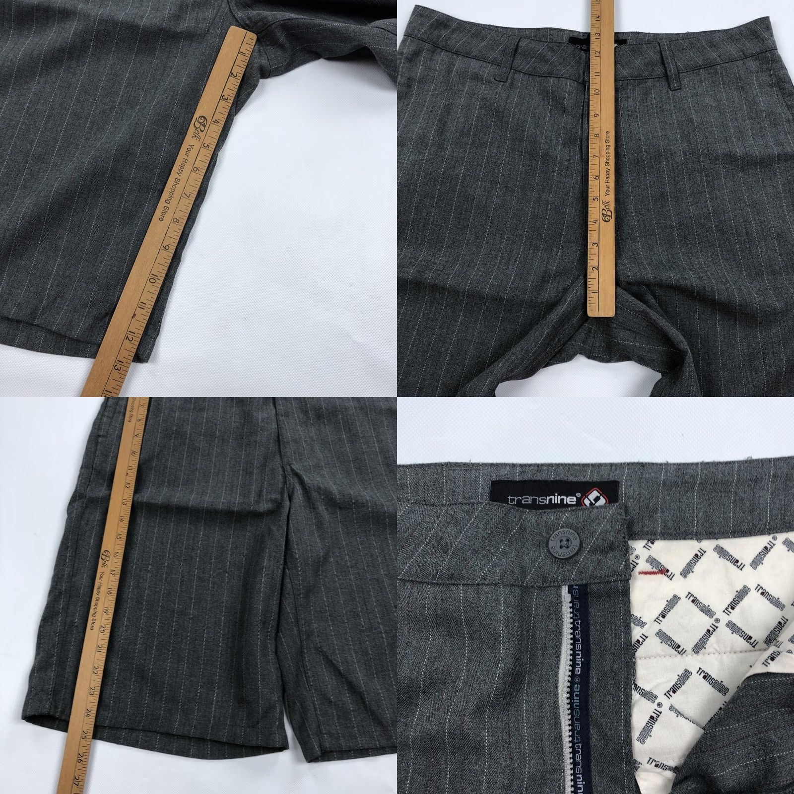 Vintage Transnine Men's Gray Pinstripe Shorts Vintage Y2K Golf Chino Flat Front 36 Regular Size US 36 / EU 52 - 8 Thumbnail