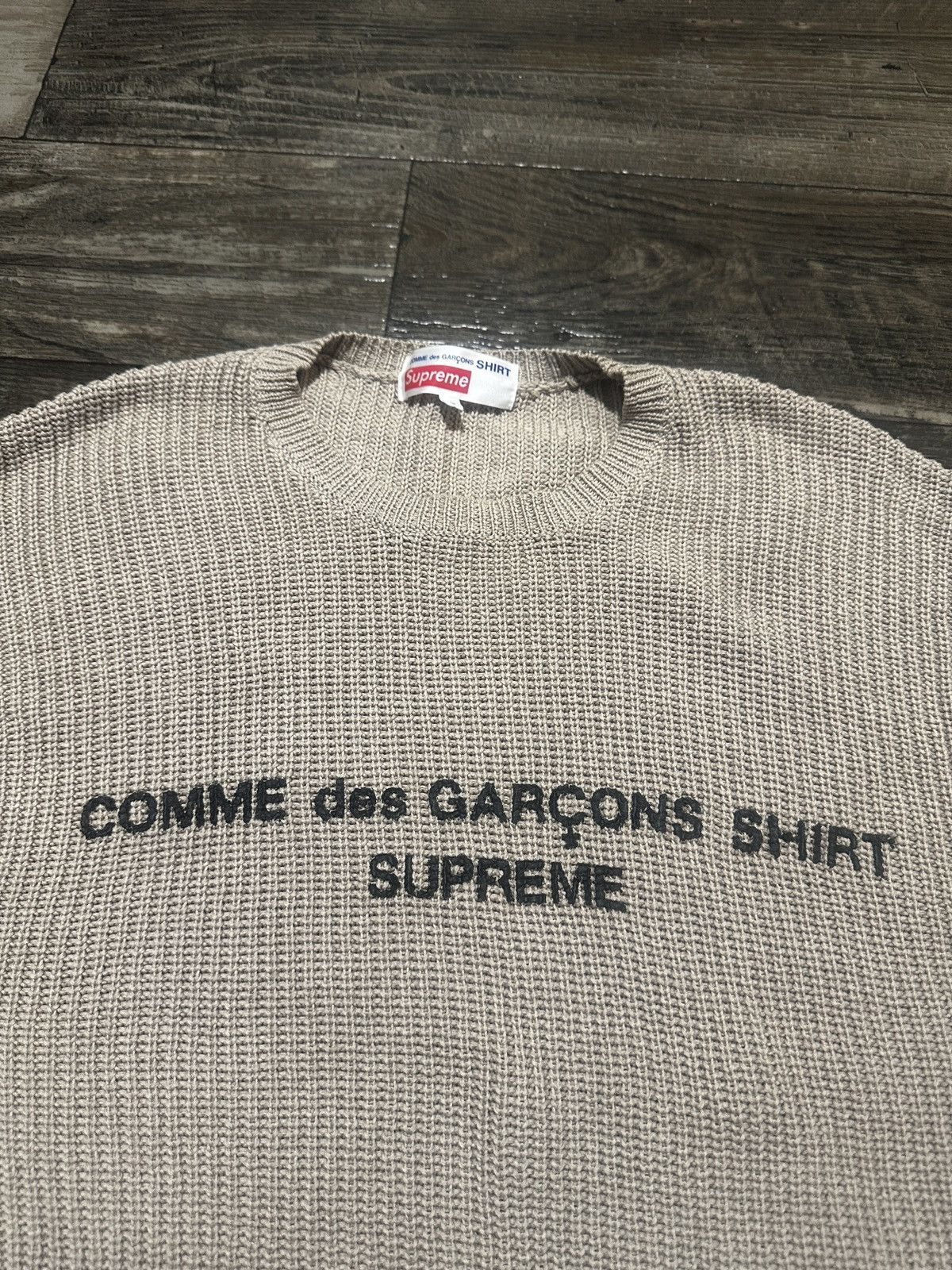 Comme des Garcons SHIRT × Supreme Supreme x CDG Knit Sweater Tan Size US L / EU 52-54 / 3 - 2 Thumbnail