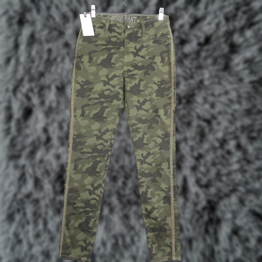 Denime Good Hart Jeans Womens 4 Green Camouflage Mid Rise Stretch Denim Skinny Ankle Pocket Size 27" / US 4 / IT 40 - 1 Thumbnail