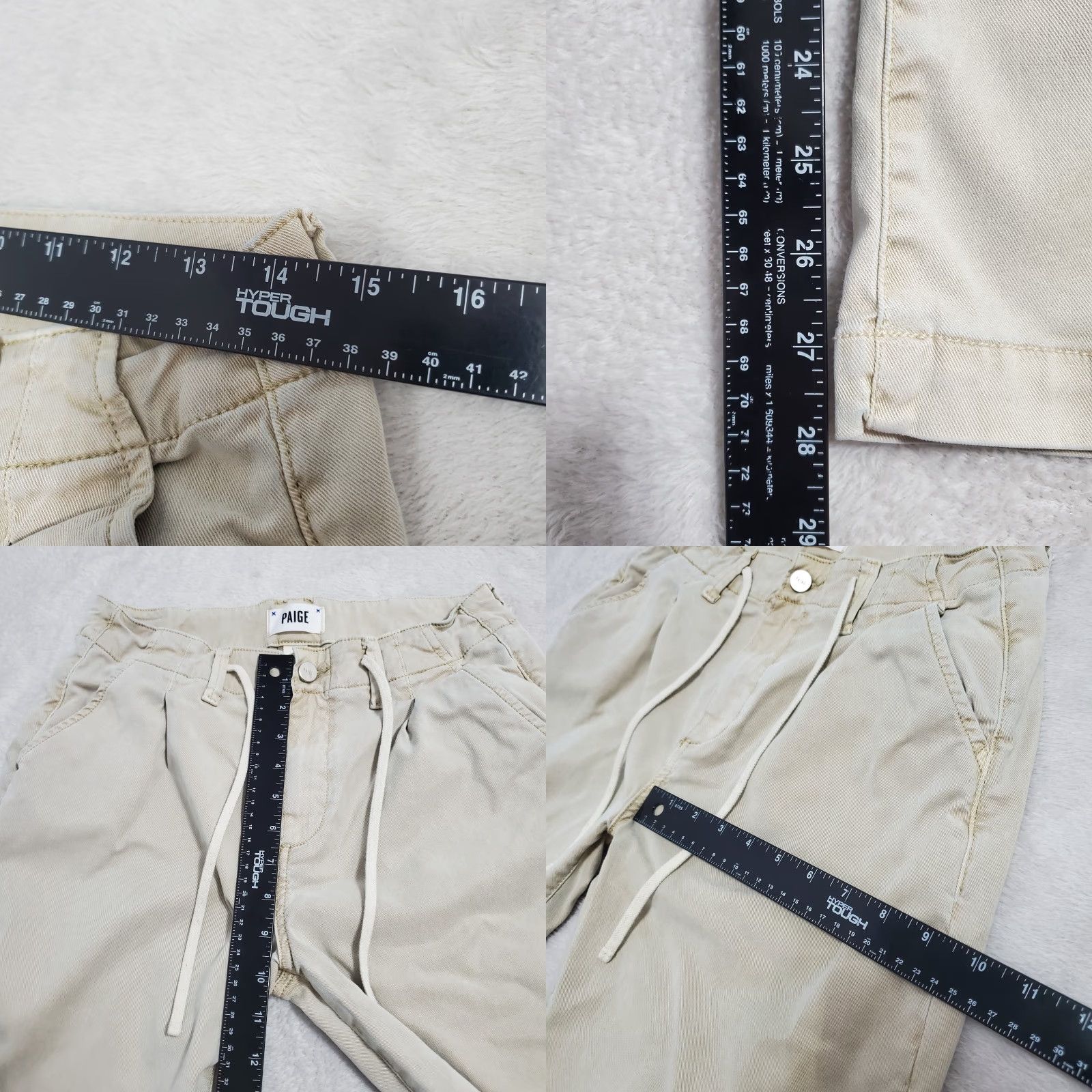 Paige Paige Pants Women 27 Beige Mid Rise Wide-Leg Drawstring Stretch 29X28 Beachy Size 27" / US 4 / IT 40 - 8 Thumbnail
