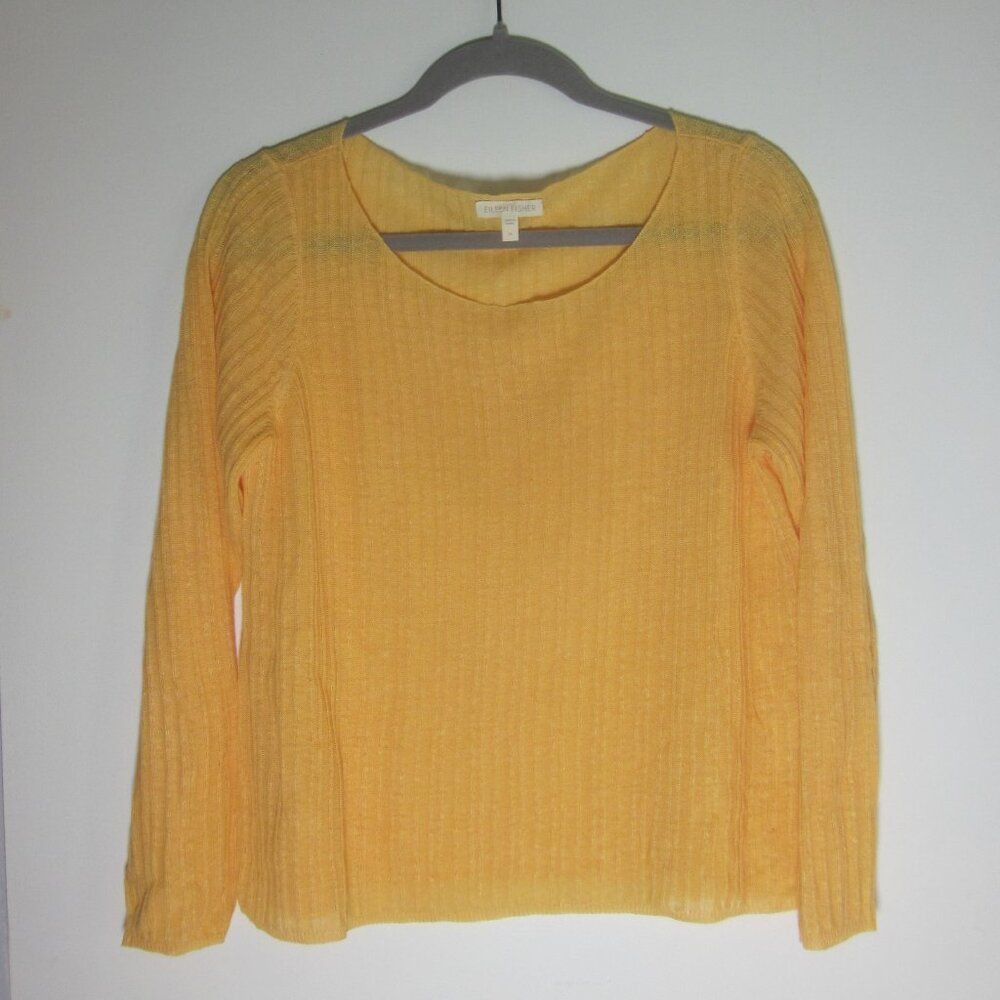 Eileen Fisher Eileen Fisher Womens Size M Organic Linen Rib Knit Sweater Orange / Yellow Size M / US 6-8 / IT 42-44 - 1 Thumbnail