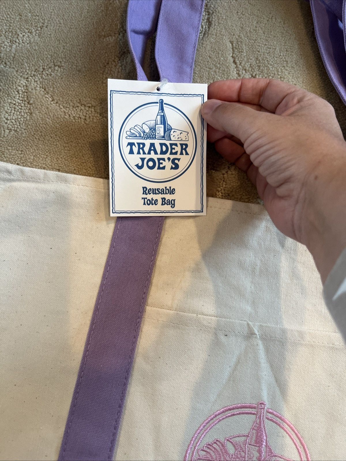 Other Trader Joe’s Spring 2026 Lavender Canvas Tote NWT Size ONE SIZE - 3 Thumbnail