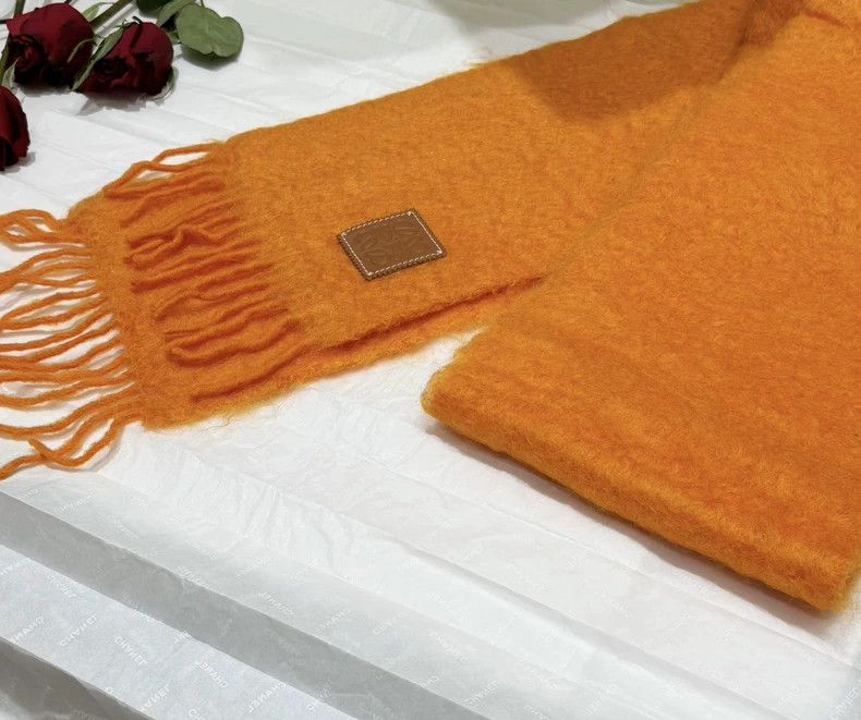 Loewe LOEWE Orange horsehair cashmere fur scarf Size ONE SIZE - 2 Thumbnail