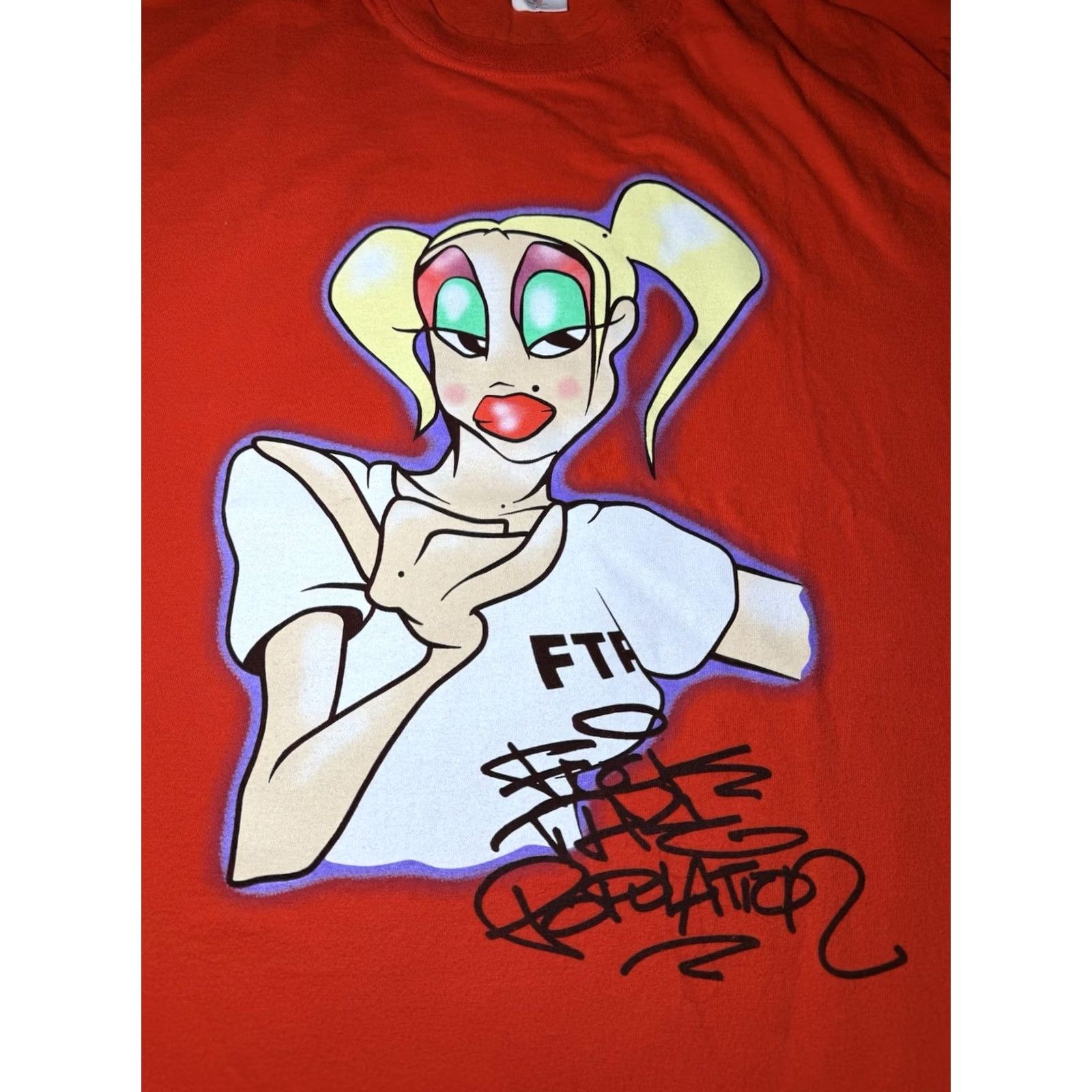 Vintage FTP Mens Large Tee Shirt Woman Graffiti Rare 2020 Red Size US L / EU 52-54 / 3 - 2 Thumbnail