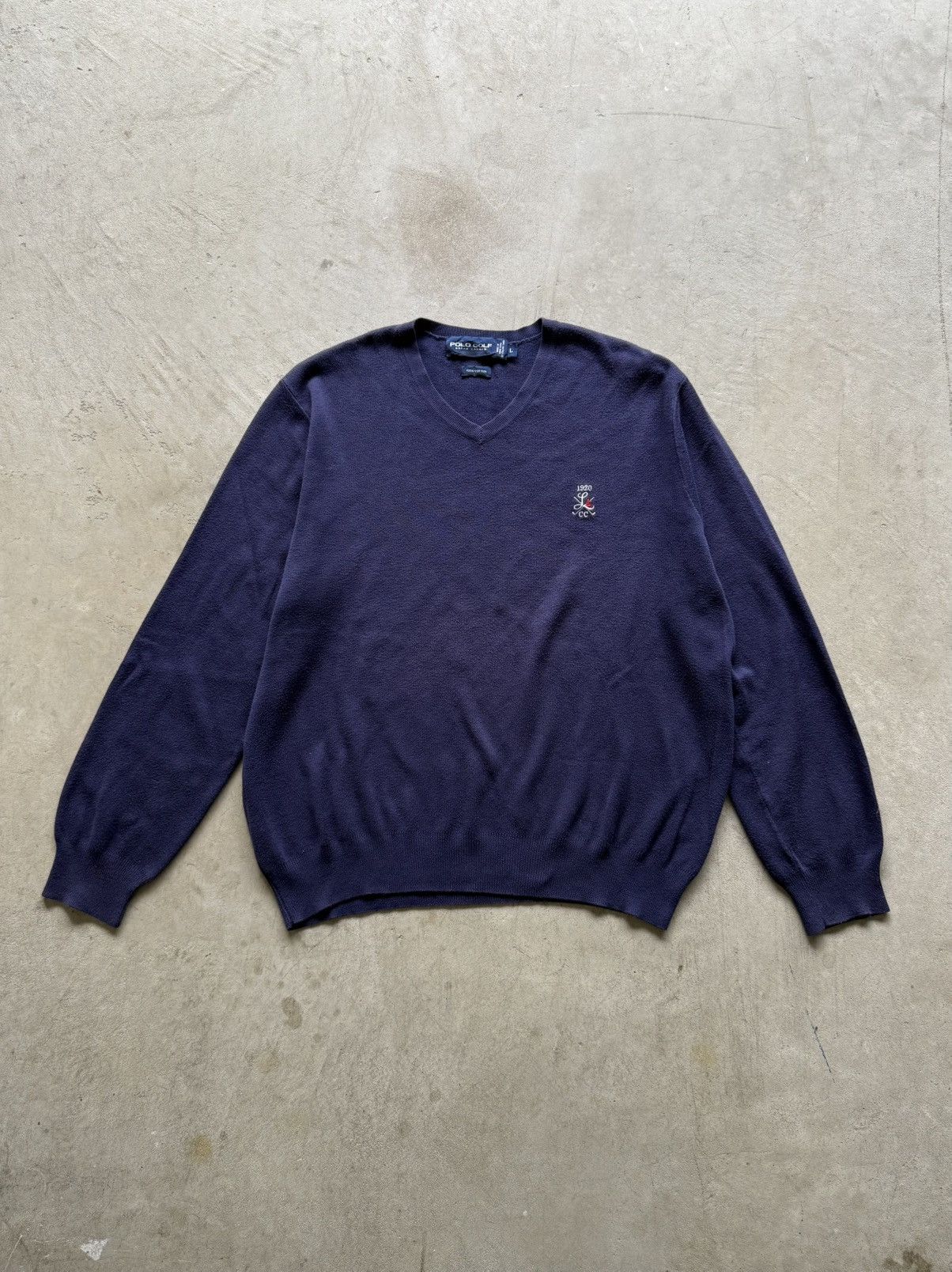 Polo Ralph Lauren Vintage Polo Ralph Lauren Gold V-neck Pullover Sweater Size US L / EU 52-54 / 3 - 1 Thumbnail