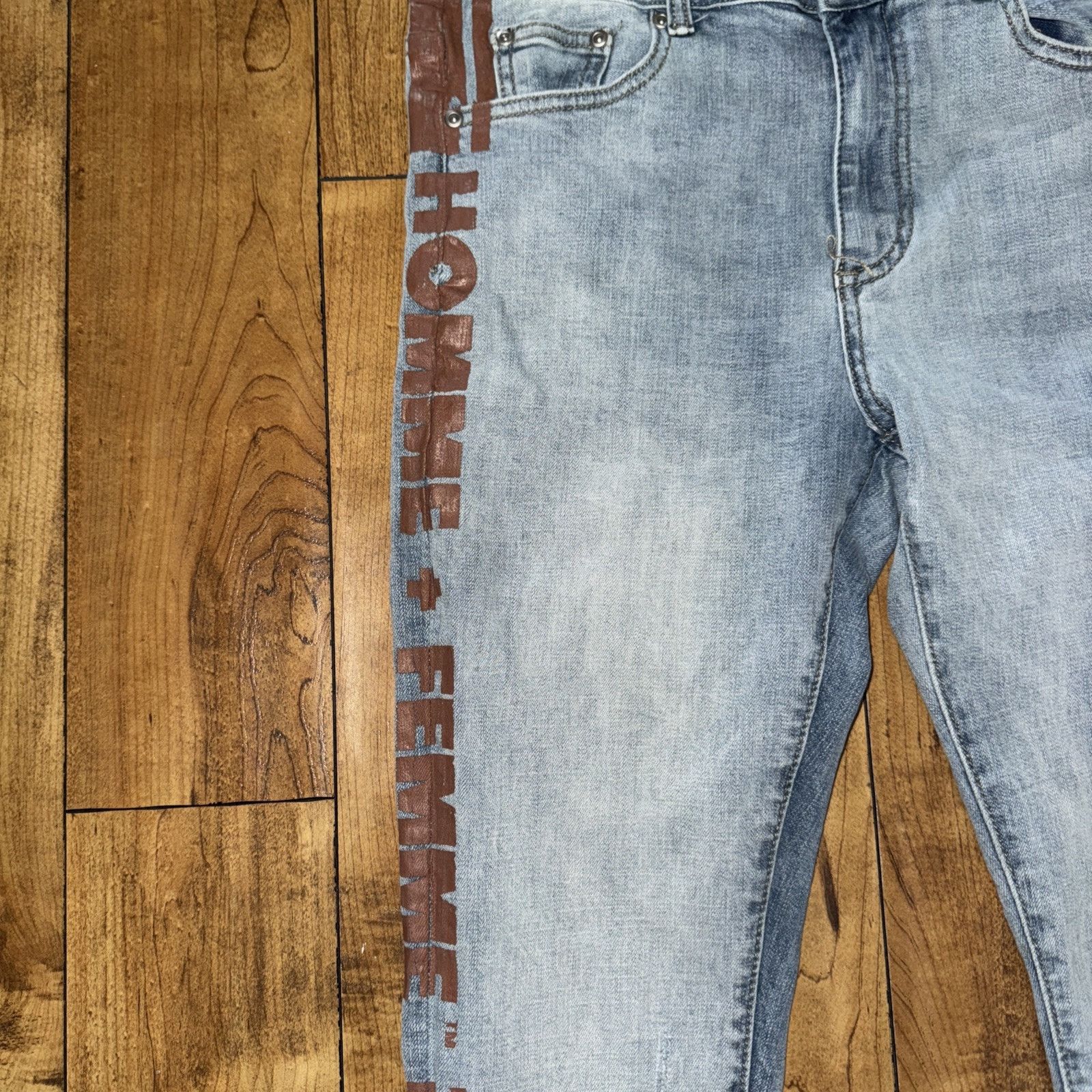 Homme + Femme La × Hypebeast Homme Femme Blue Skinny Jeans 30x32 Printed Denim Size US 30 / EU 46 - 2 Thumbnail