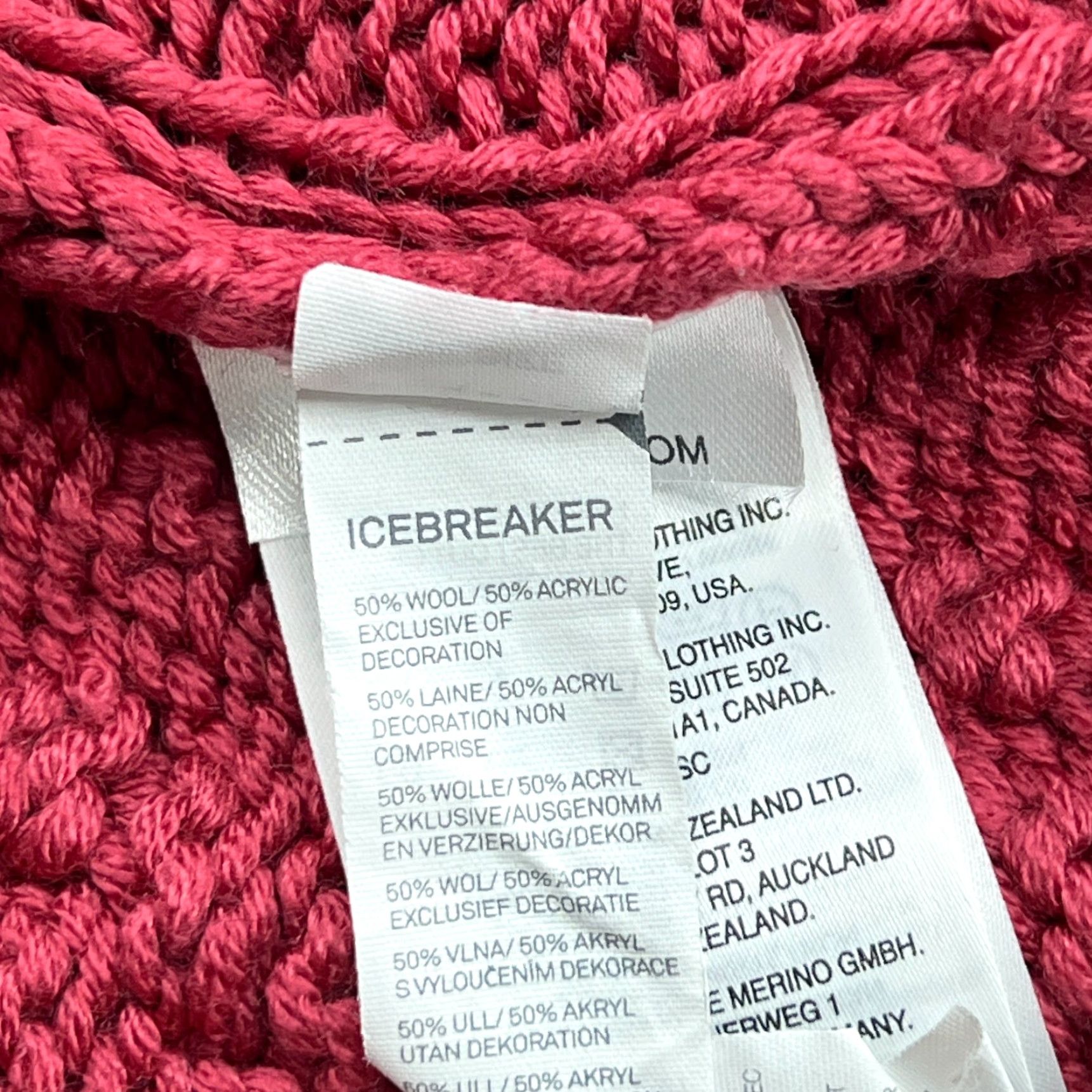 Icebreaker Icebreaker Womens Beanie Hat One Size Pink Merino Wool Blend Cable Knit Size ONE SIZE - 4 Thumbnail