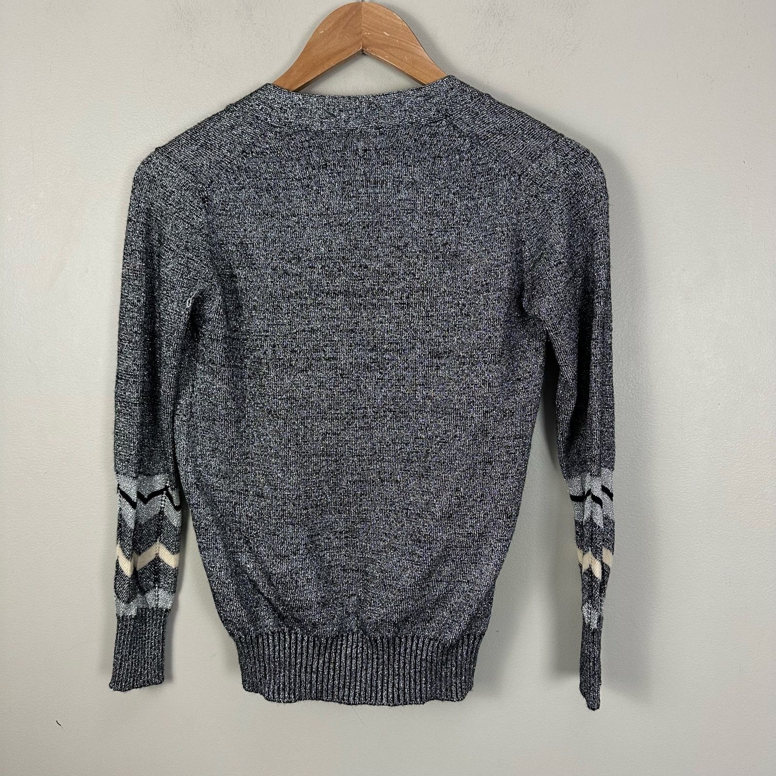 Other Vintage 70s Jon-Michel Sparkly Silver Cardigan Sweater 5 6 S Size S / US 4 / IT 40 - 3 Thumbnail