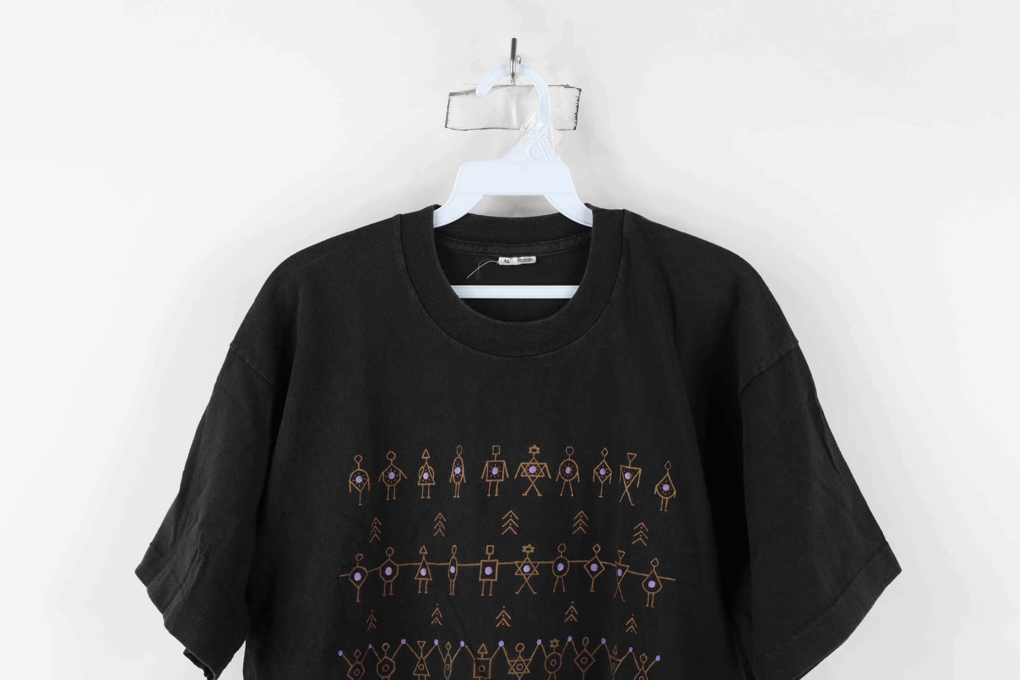 Vintage Vintage 90s Streetwear Anthropomorthic Cave Art T-Shirt USA Size US XL / EU 56 / 4 - 2 Thumbnail