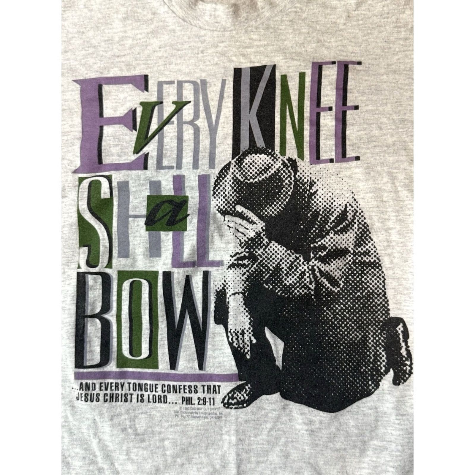 Vintage VINTAGE Living Epistles Shirt Large L Jesus 90s Gray Every Knee Shall Bow Mens T-Shirt Size US L / EU 52-54 / 3 - 3 Thumbnail