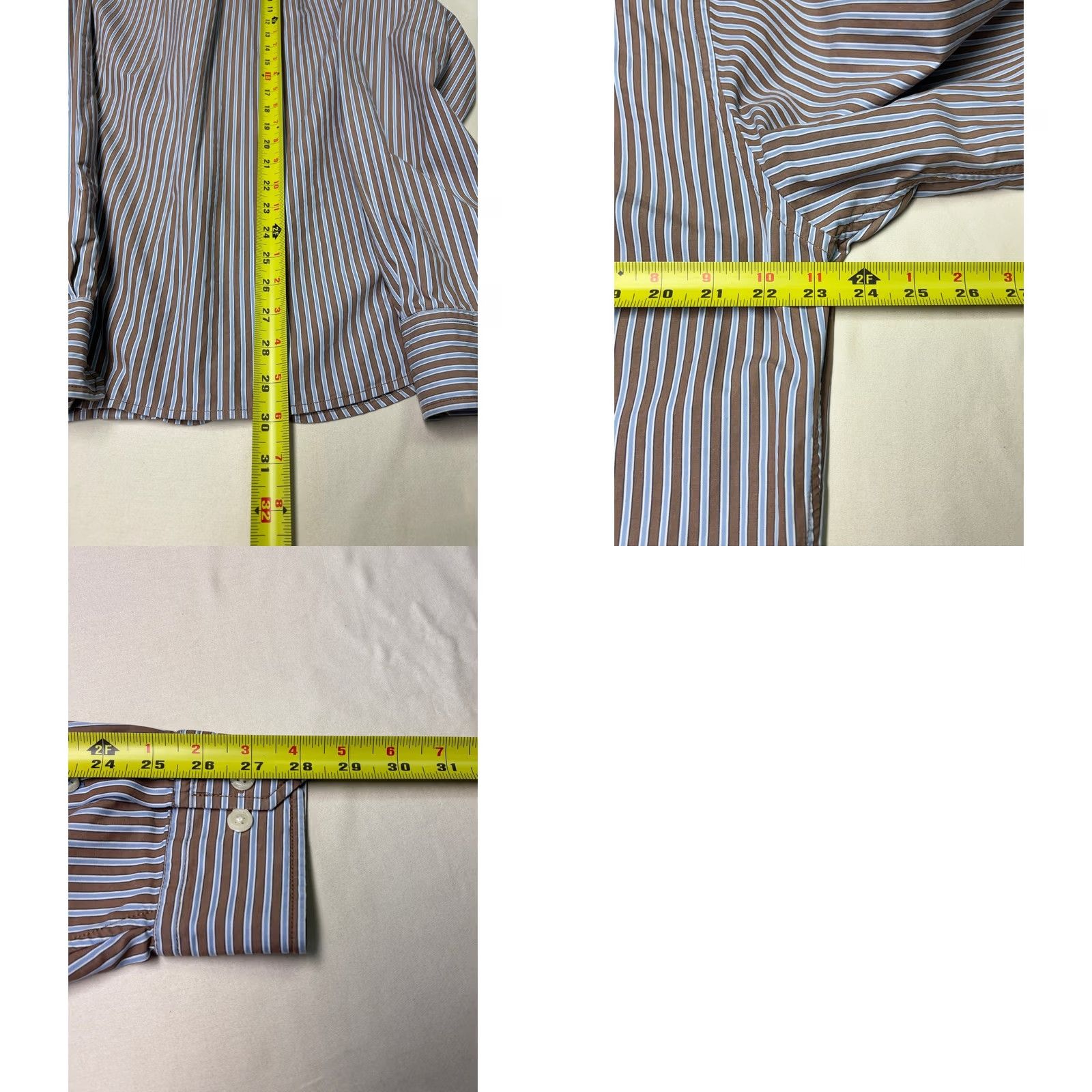 Vintage VINTAGE RUEHL No925 Striped Shirt Mens XL Brown Blue Button-Down Long Sleeve Cotton Blend Size US XL / EU 56 / 4 - 8 Thumbnail