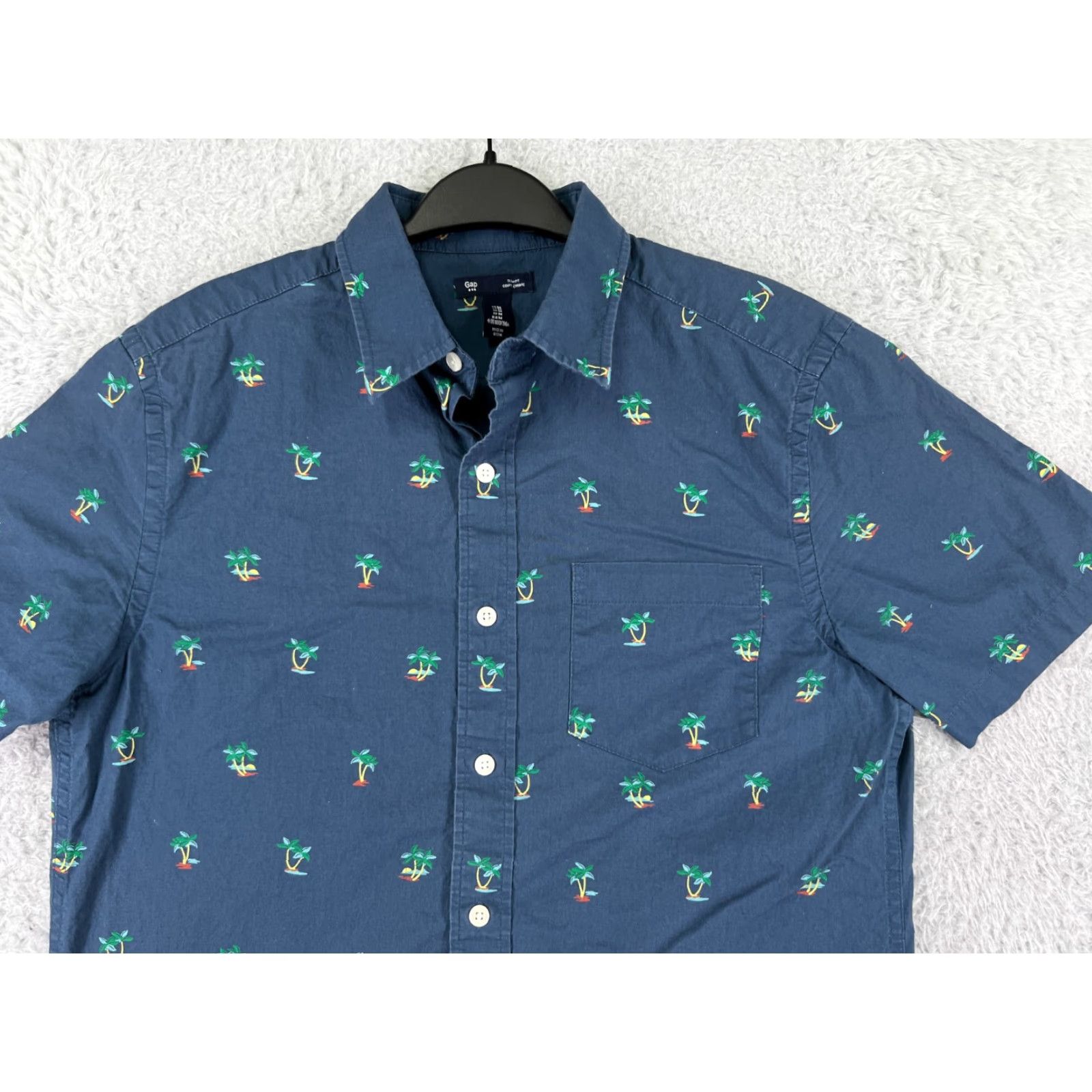 Gap Gap Button-Up Shirt Mens Medium Blue Palm Tree All Over Print AOP 100% Cotton Casual Workwear Col Size US M / EU 48-50 / 2 - 5 Thumbnail