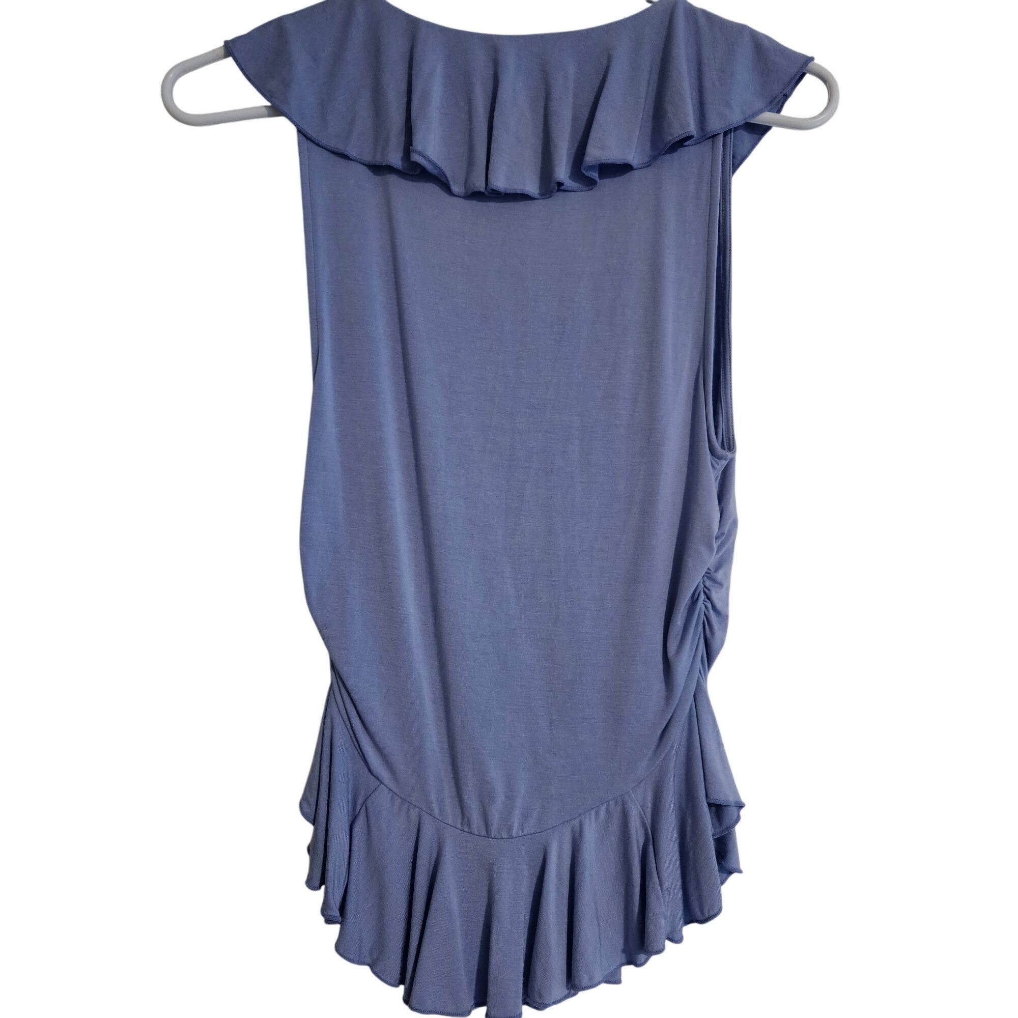 Free People Free People S Women's Blue Ruffle Blouse Sleeveless Boho Rom Size S / US 4 / IT 40 - 3 Thumbnail