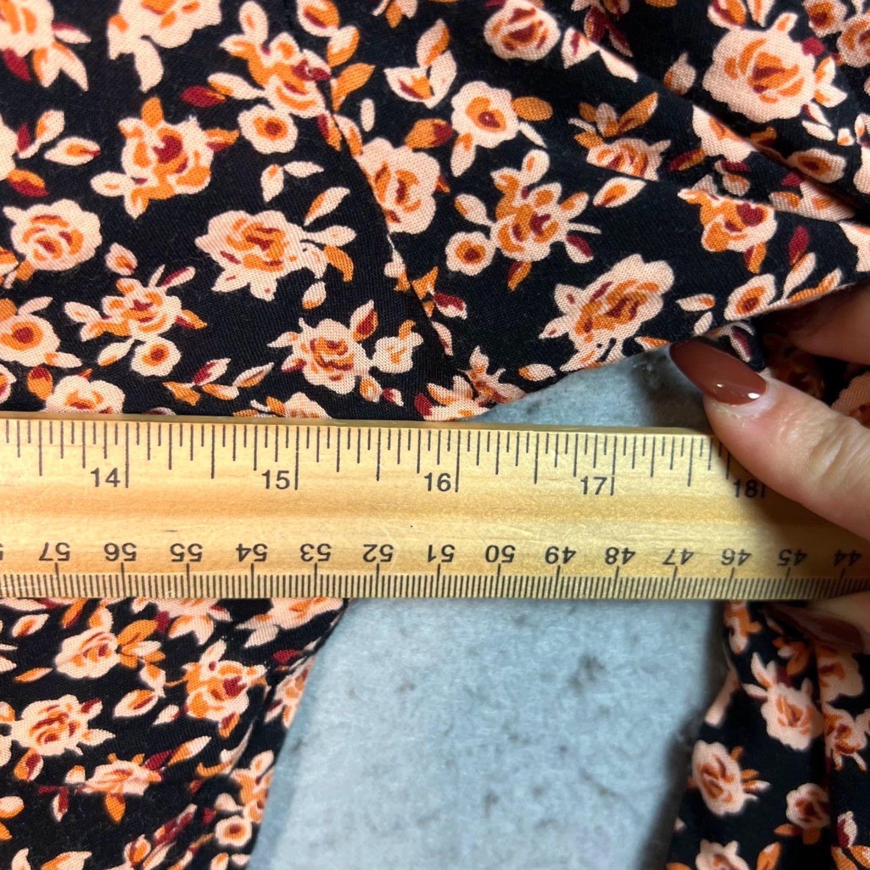 Vintage Motel Shirt Cropped Floral Long Sleeve Black & Orange Womens Medium Size M / US 6-8 / IT 42-44 - 6 Thumbnail