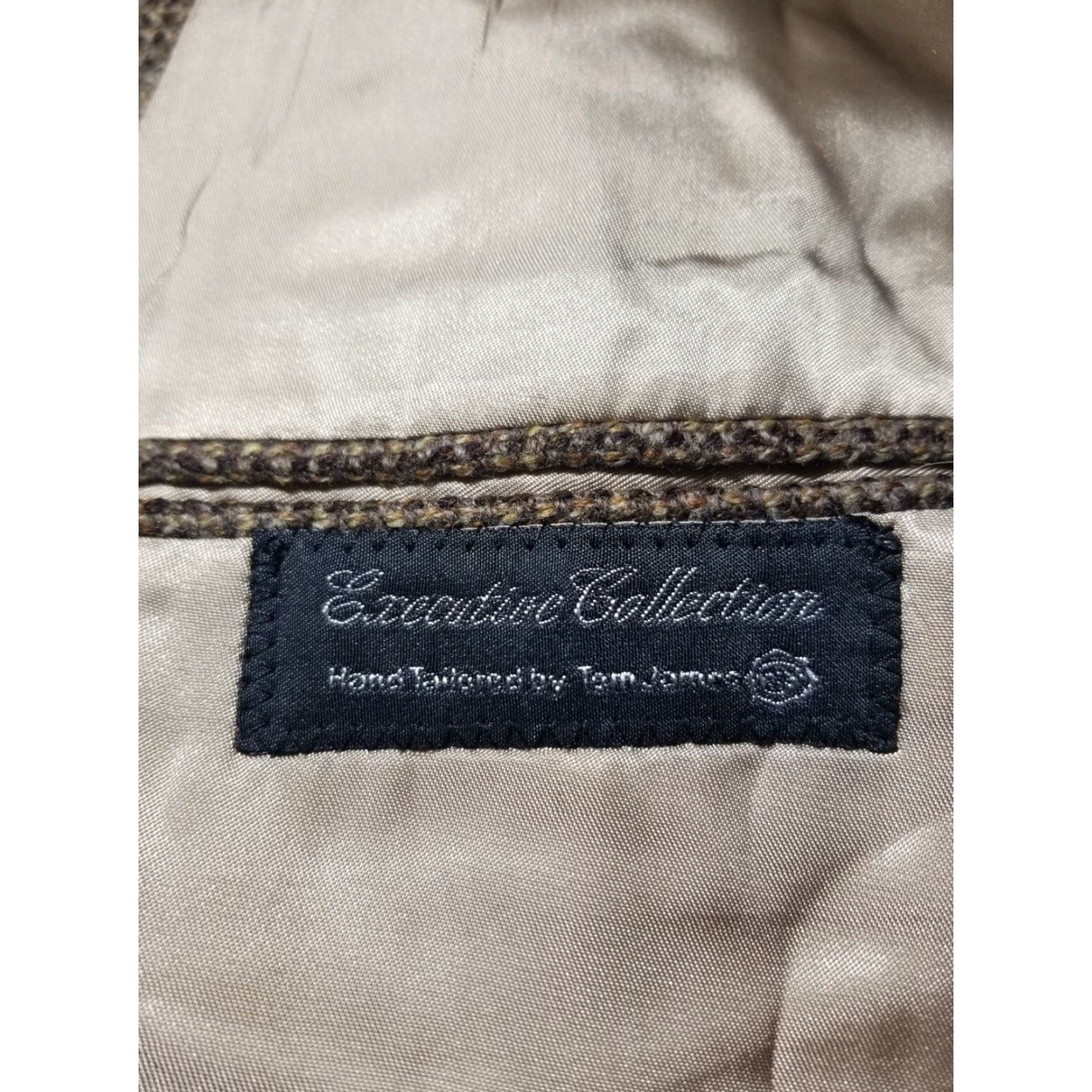 Vintage Holland & Sherry Bespoke Brown Orange Tweed Sport Coat Blazer 42R Wool Wool 100% Wool Notch Lapel Single-Breasted Two-Button Size 42R - 4 Thumbnail