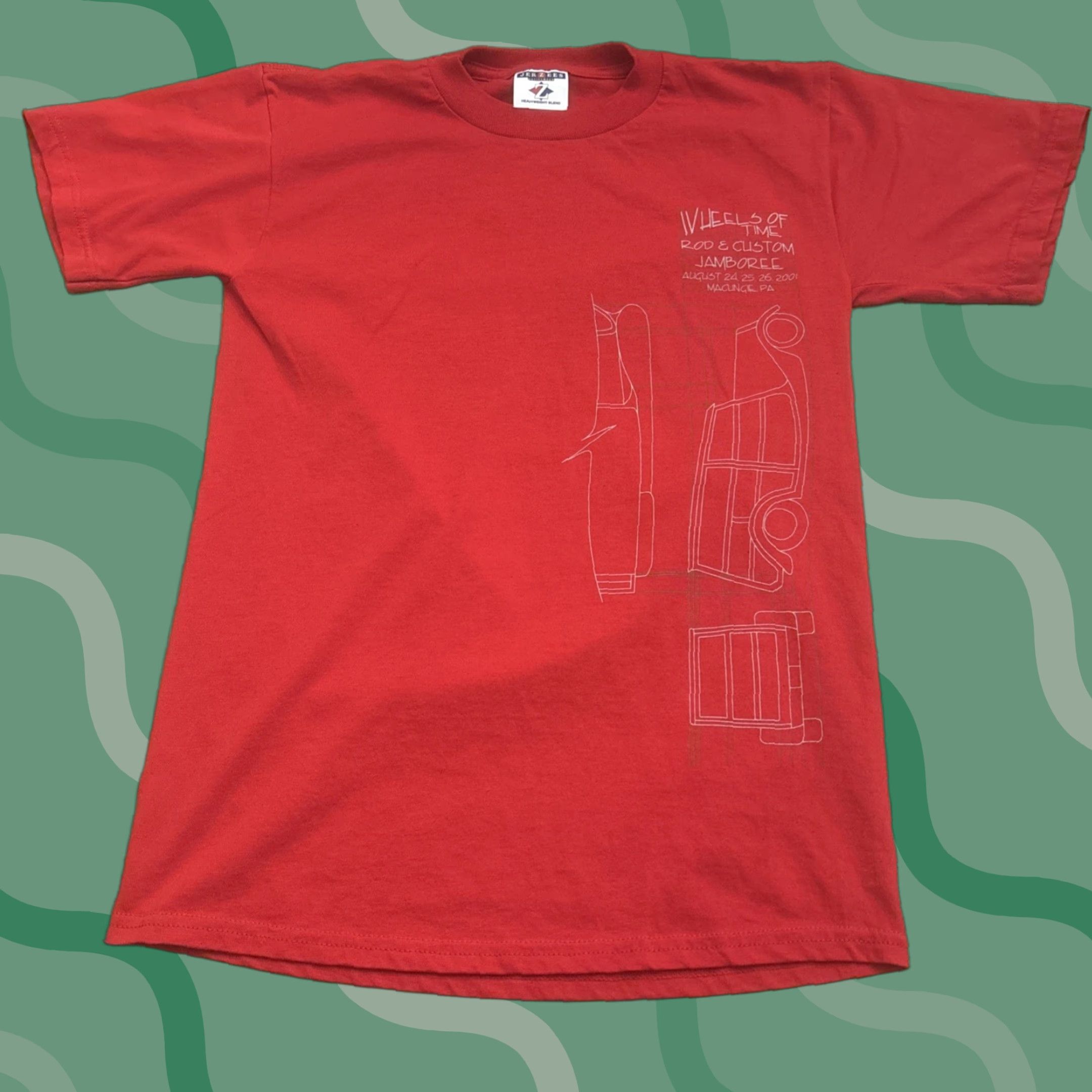 Jerzees VINTAGE Hot Rod Jamboree T Shirt Sz S Macungie Pennsylvania Red Mens JERZEES Time Wheels Of Time T Shirt 2001 Size US S / EU 44-46 / 1 - 1 Thumbnail