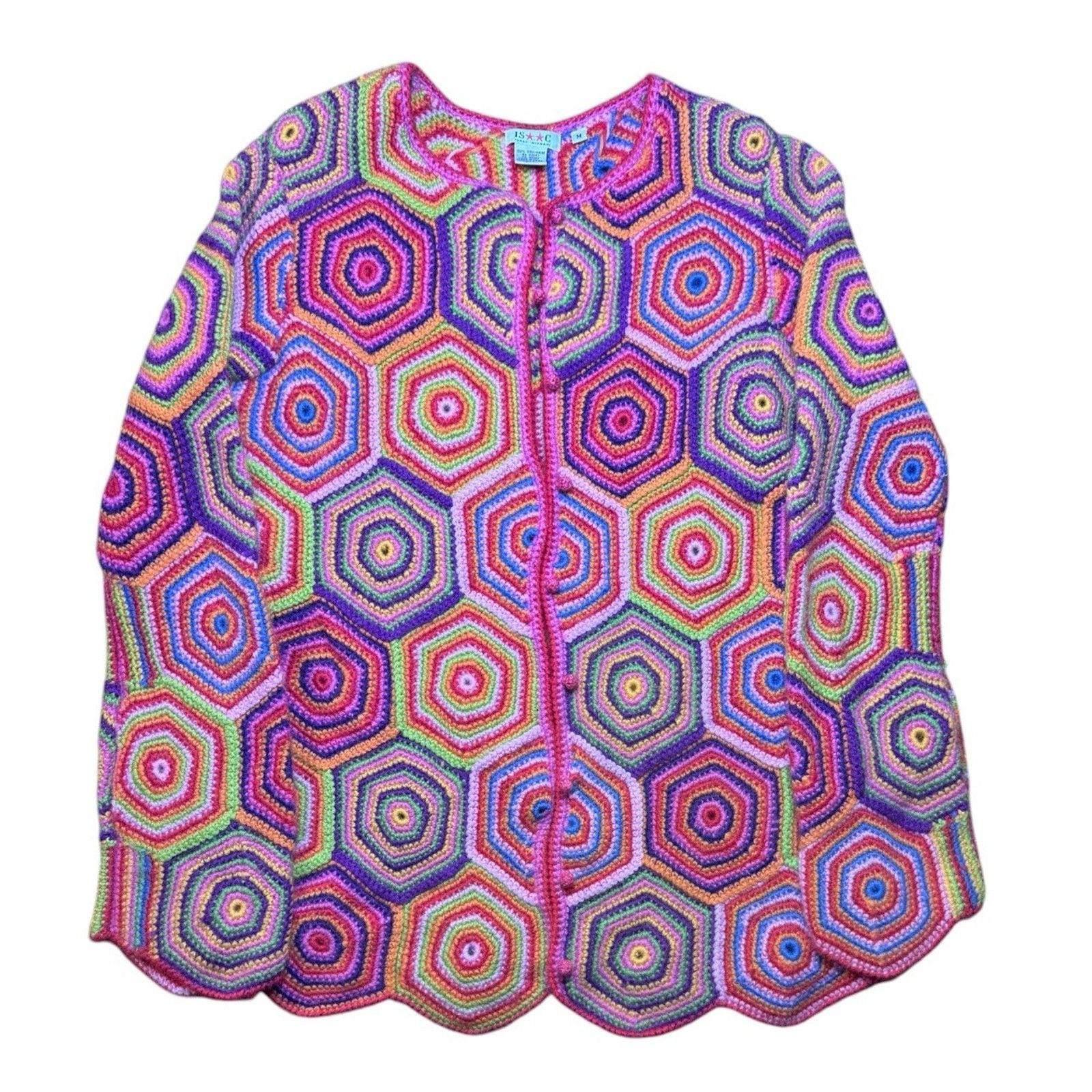 Isaac Mizrahi ISAAC MIZRAHI VINTAGE Crochet Cardigan Medium 100% Wool Size M / US 6-8 / IT 42-44 - 1 Thumbnail