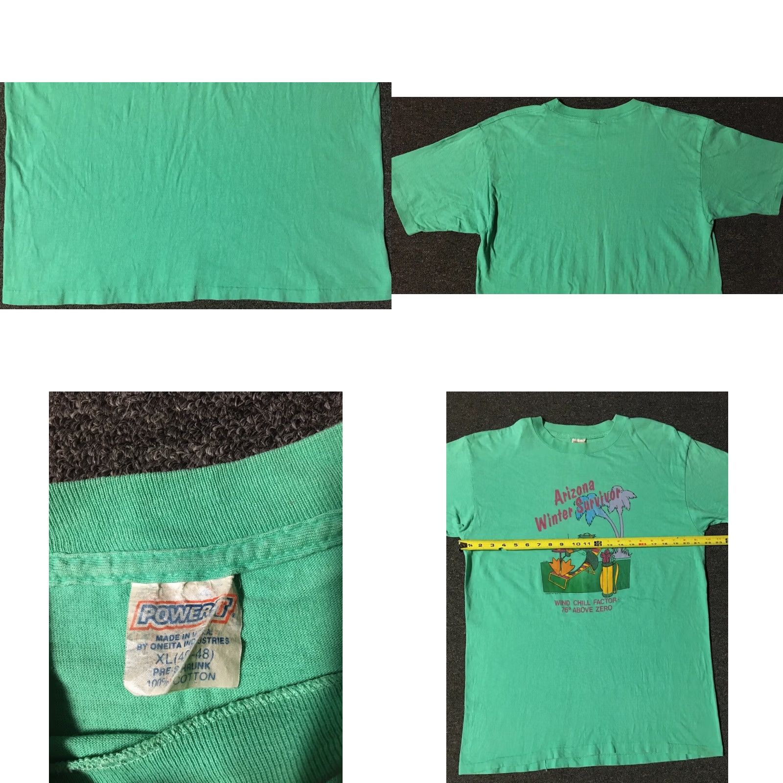 Vintage VINTAGE Arizona Winter Survivor Faded T-Shirt XL Green Funny Animal Duck Grunge Joke 80s 90s Mens XL USA United States Single Stitch Size XL Size US XL / EU 56 / 4 - 8 Thumbnail