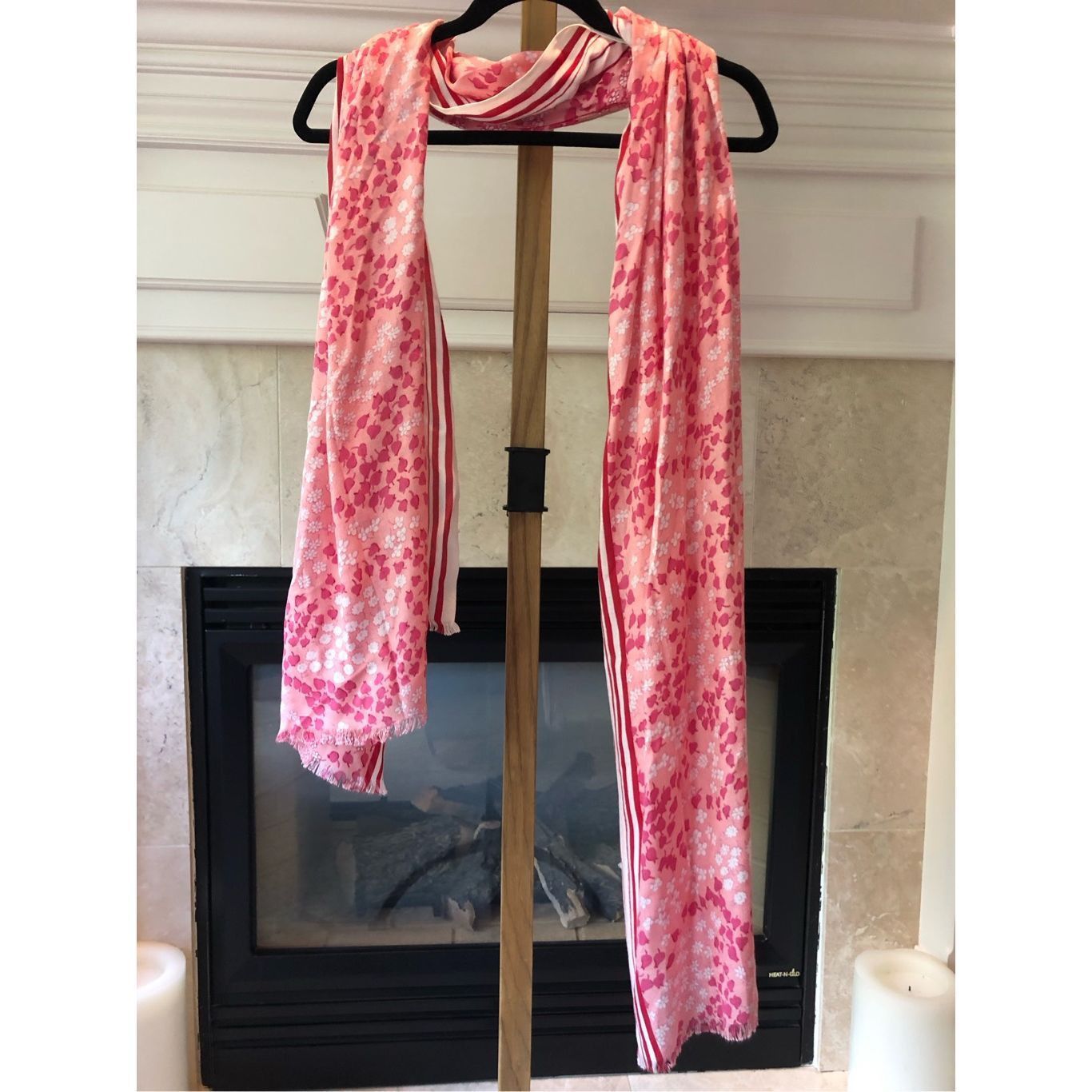 Other Talbots Women’s White and Pink Floral Pattern Design Scarf N Size ONE SIZE - 1 Thumbnail