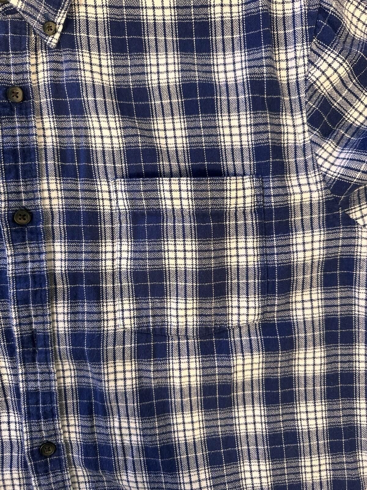 St. Johns Bay St John's Bay Men's Large Blue White Flannel Button-Down Size US L / EU 52-54 / 3 - 8 Thumbnail