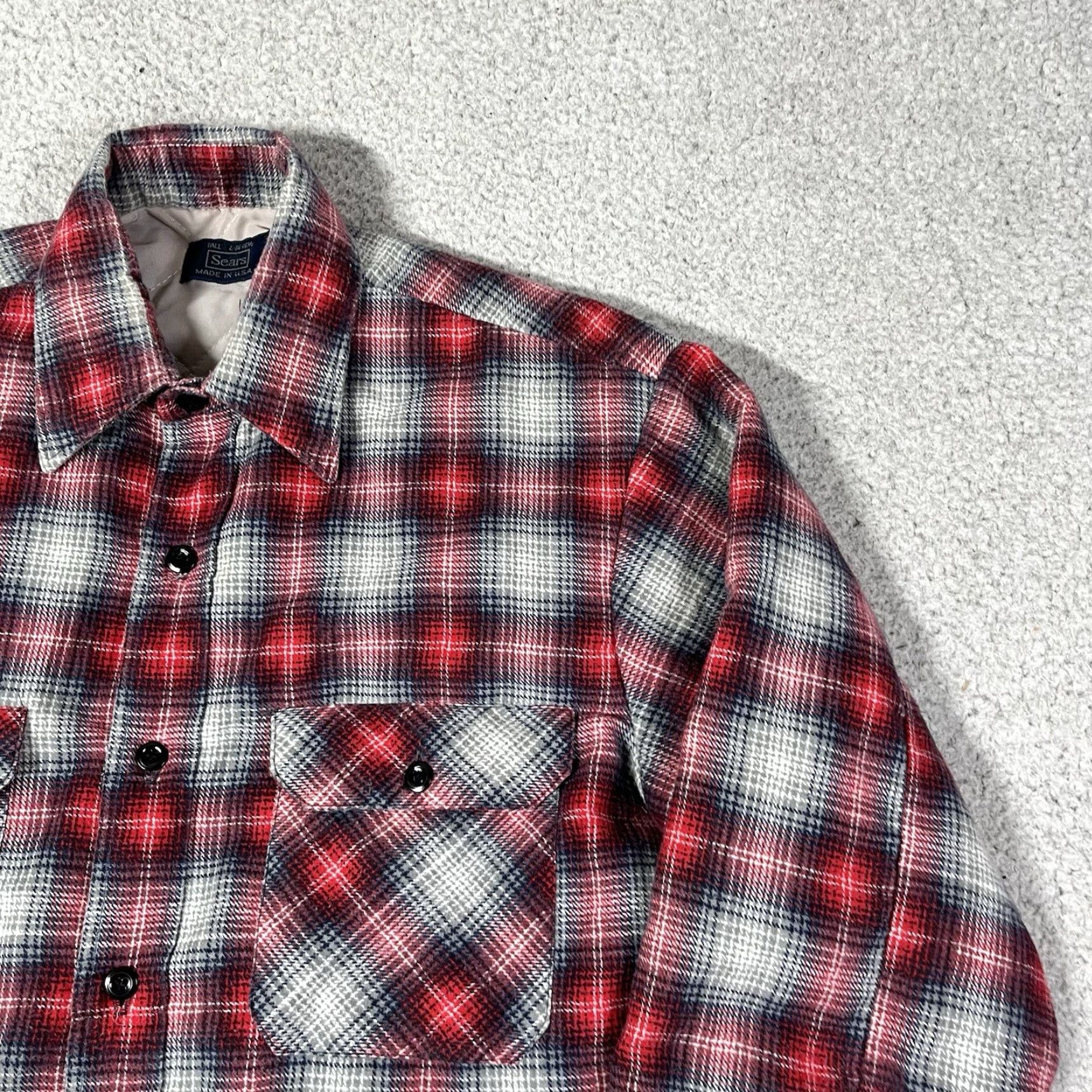 Sears Sears Flannel Shirt Mens L Plaid Quilt Lined Vintage Button-Up Cotton Red Proud USA 80s 90s Retro Casual Mens Size US L / EU 52-54 / 3 - 7 Thumbnail