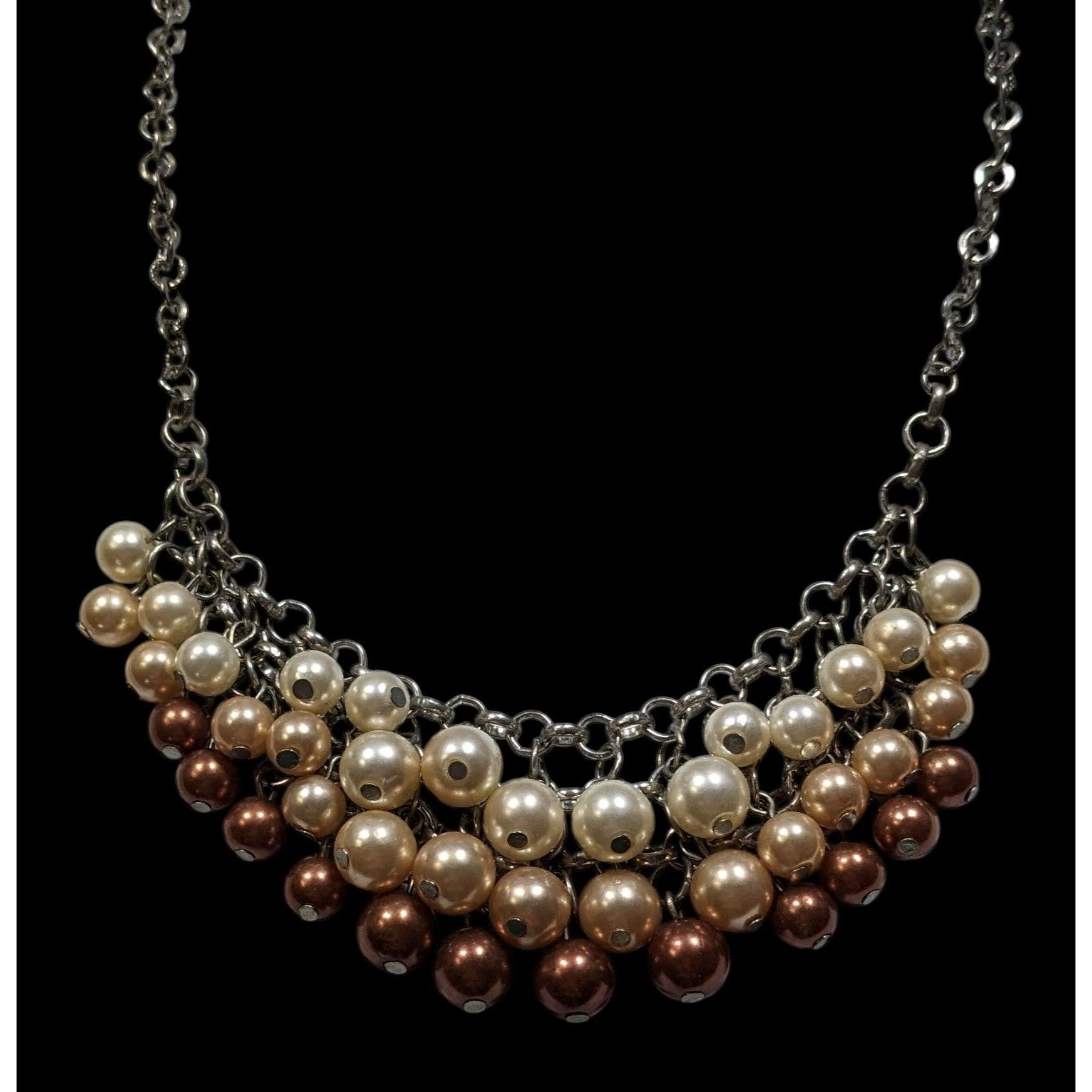 Other Elegant Multicolor Faux Pearl Cascade Necklace With Silver-T Size ONE SIZE - 2 Thumbnail