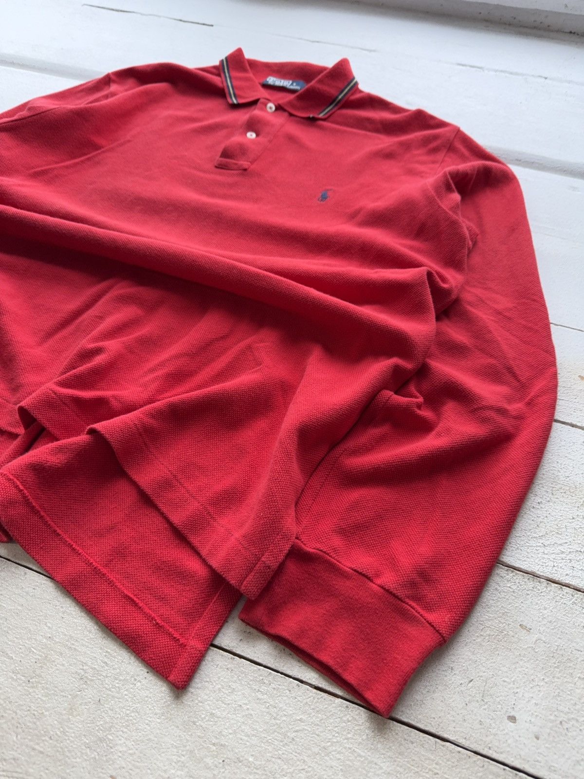 Polo Ralph Lauren 00s. Polo Ralph Lauren Red Long Sleeve Polo Shirt Vintage L Size US L / EU 52-54 / 3 - 3 Thumbnail