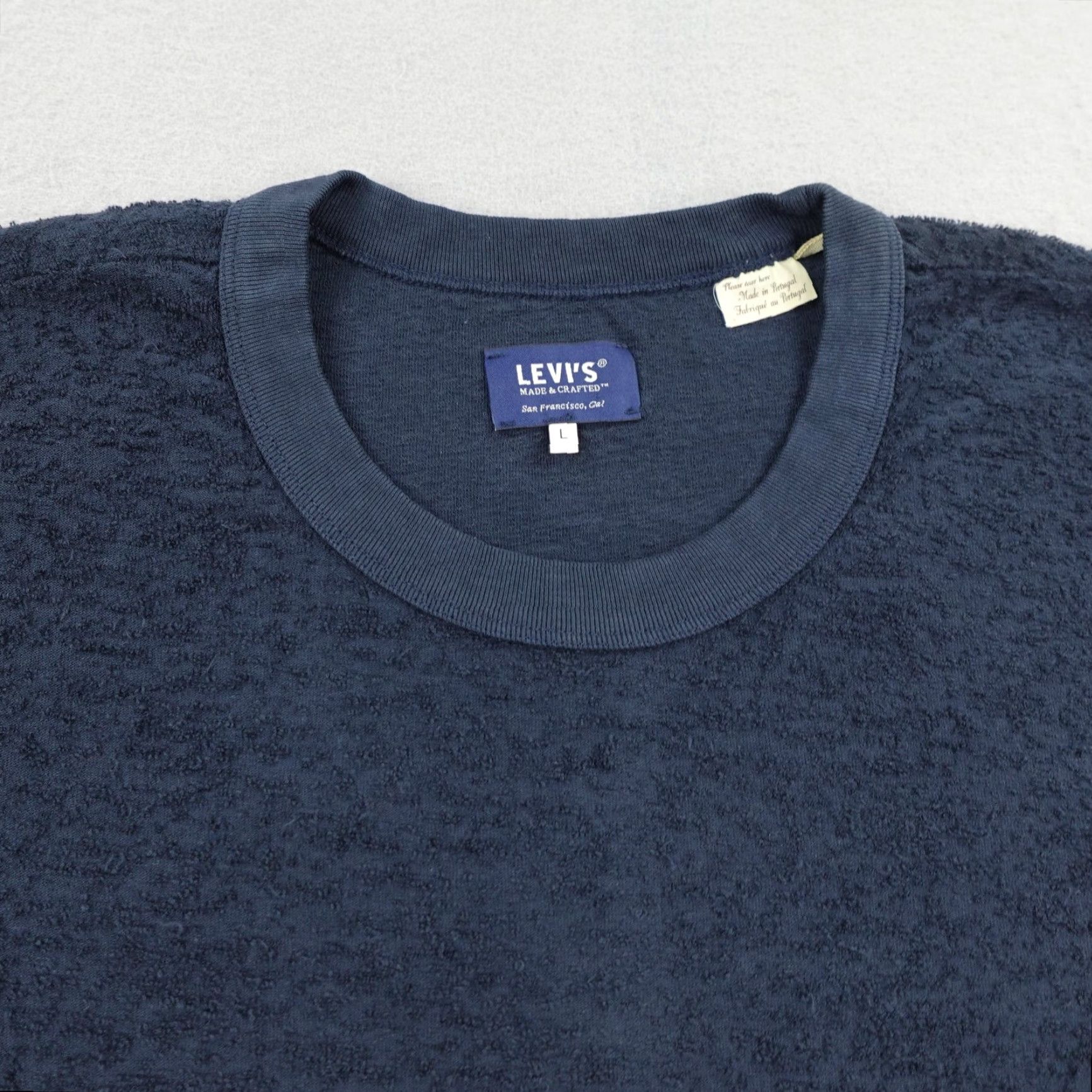 Levi's VINTAGE Levi's Made & Crafted Sweater Shirt Mens Large Navy Blue Textured Crewneck Pullover Size US L / EU 52-54 / 3 - 2 Thumbnail