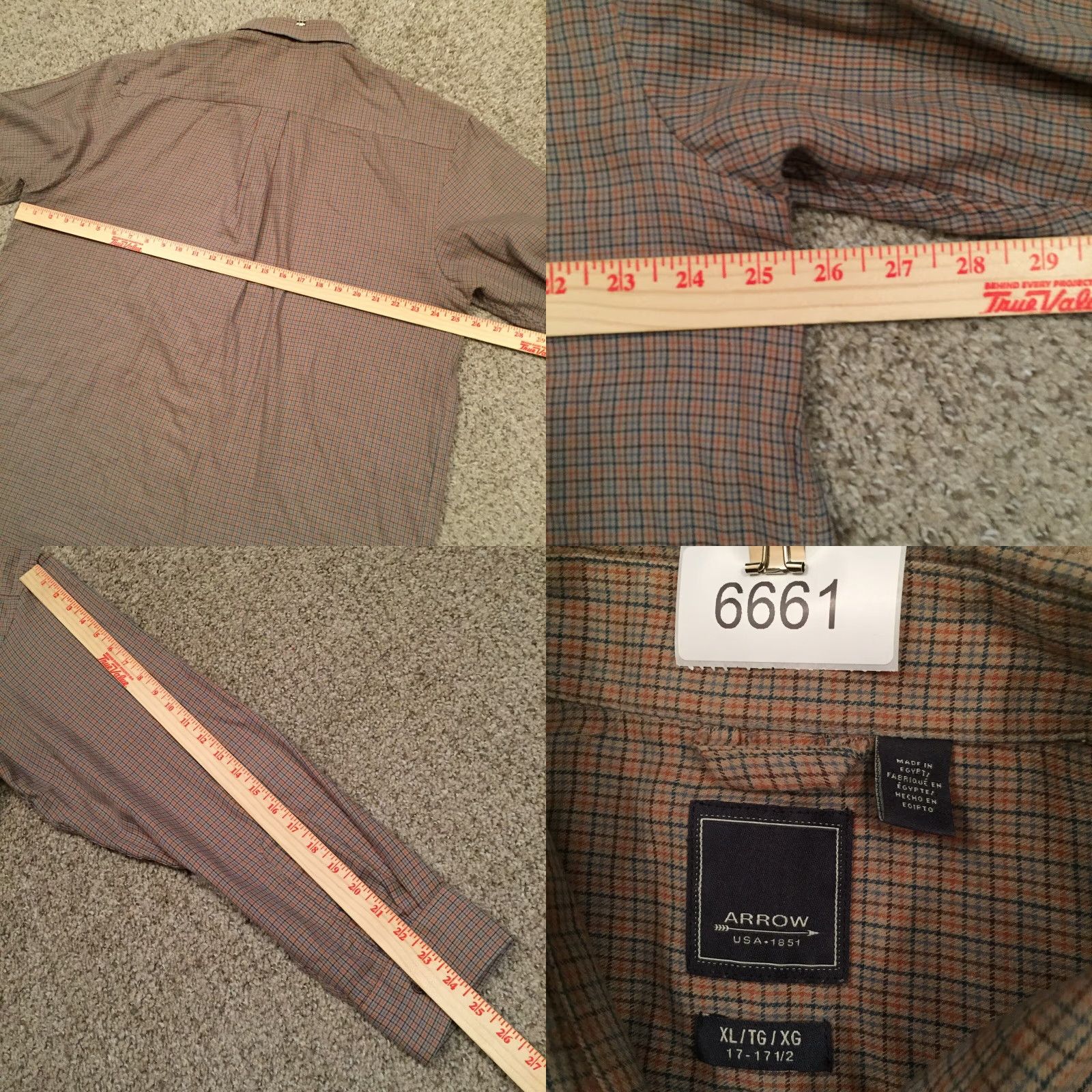 Arrow Arrow Shirt Mens XL Gray Plaid Long Sleeve Button Up Shirt Size US XL / EU 56 / 4 - 8 Thumbnail